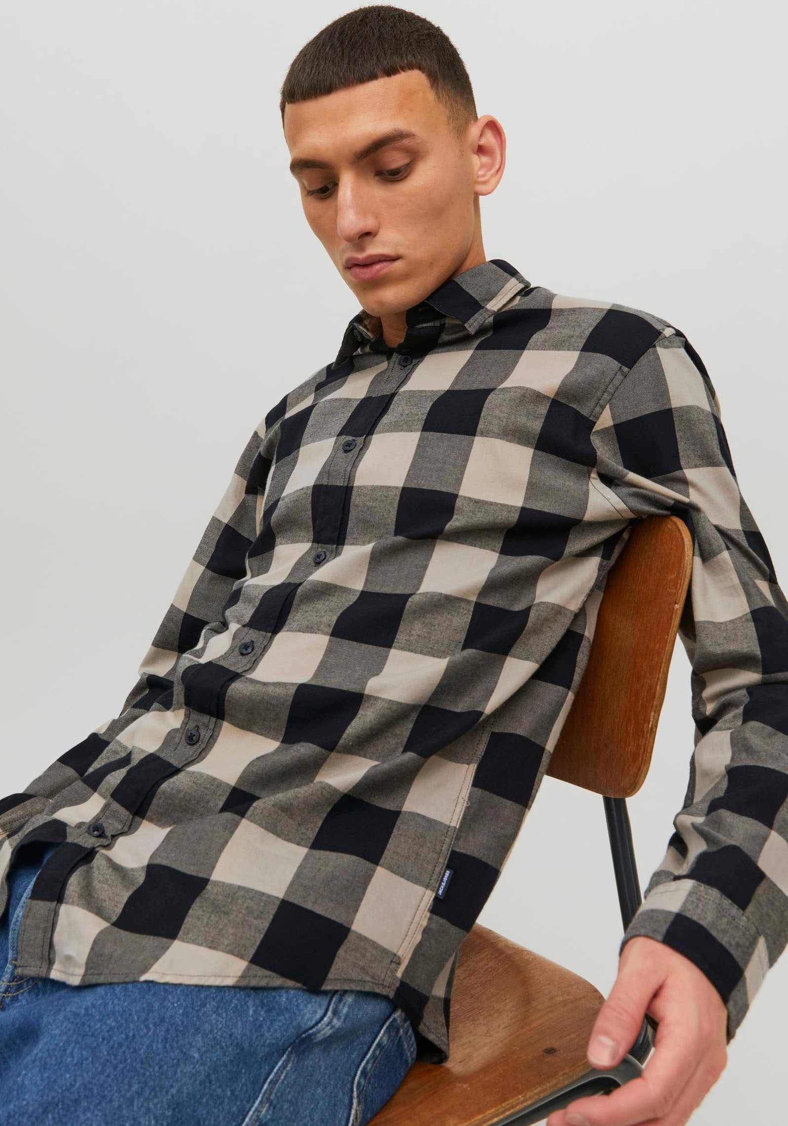 Jack & Jones Langarmhemd »JJEGINGHAM TWILL SHIRT L/S NOOS«