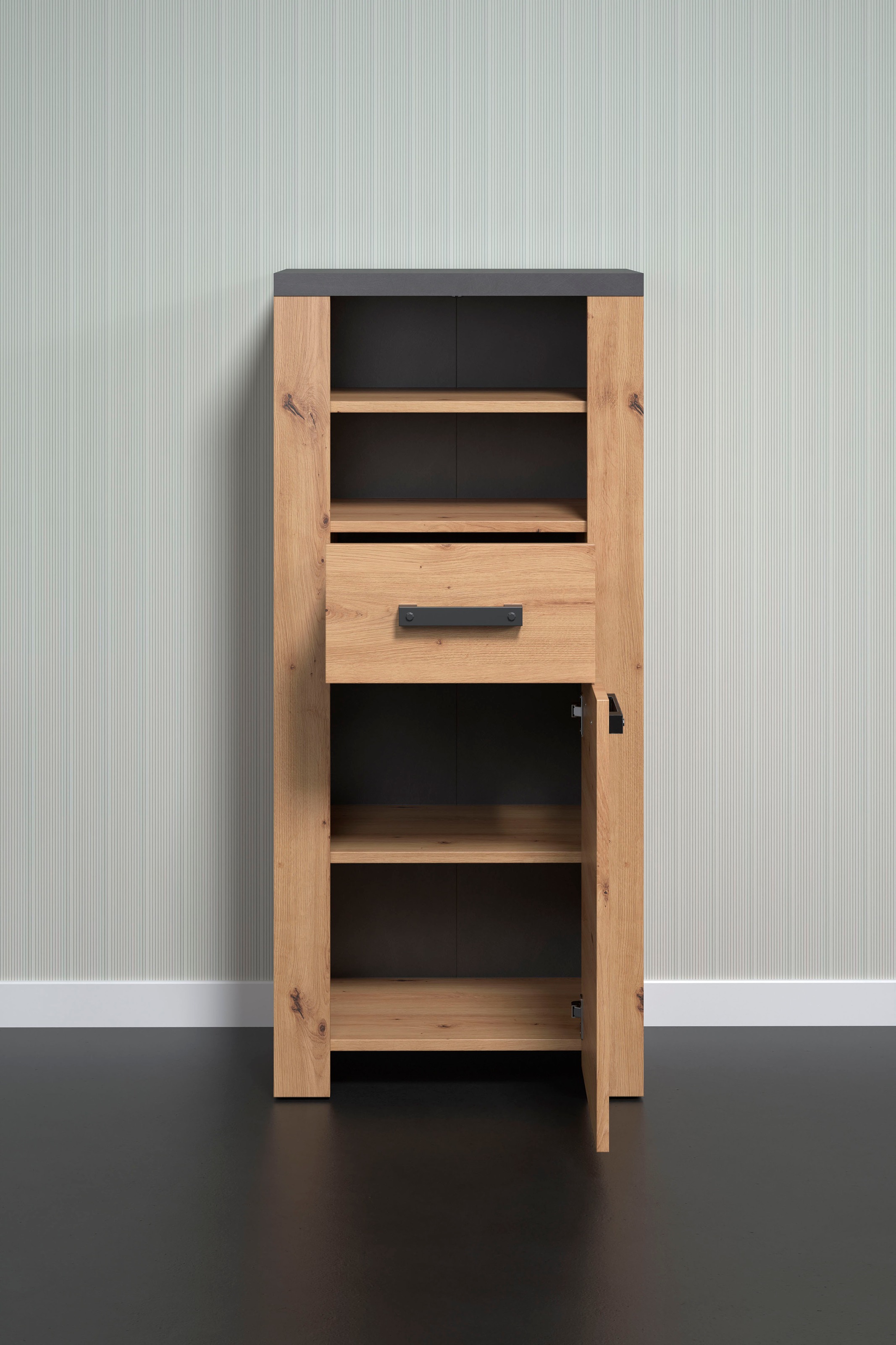 Home affaire Midischrank »Ambres«, (1 St.), Badschrank in matter Echtholzoptik - Masse (B/T/H) 53/35/118 cm