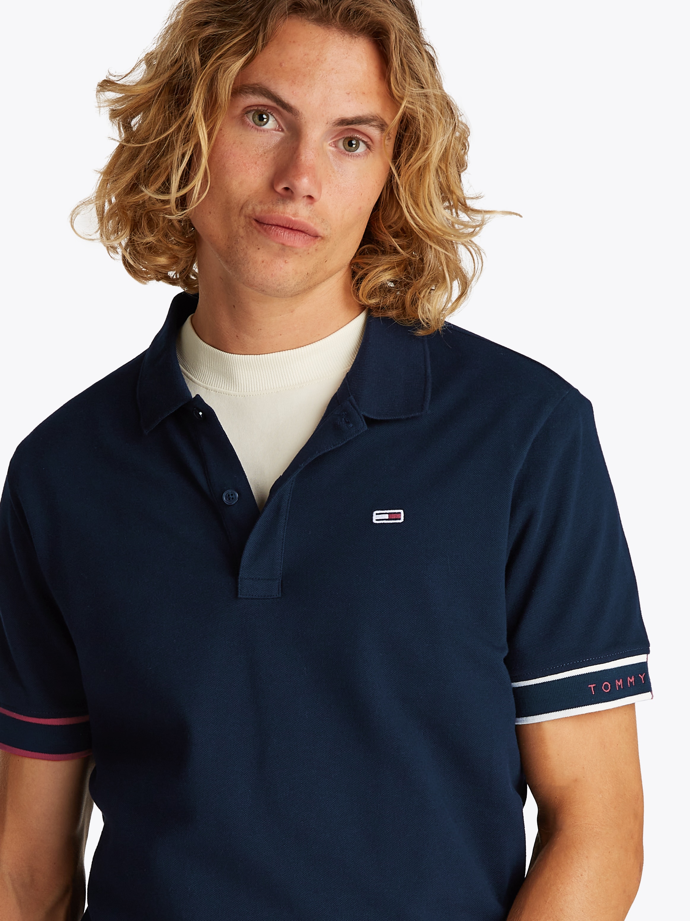 Tommy Jeans Plus Poloshirt »TJM SLIM FLAG CUFF POLO EXT«, Grosse Grössen