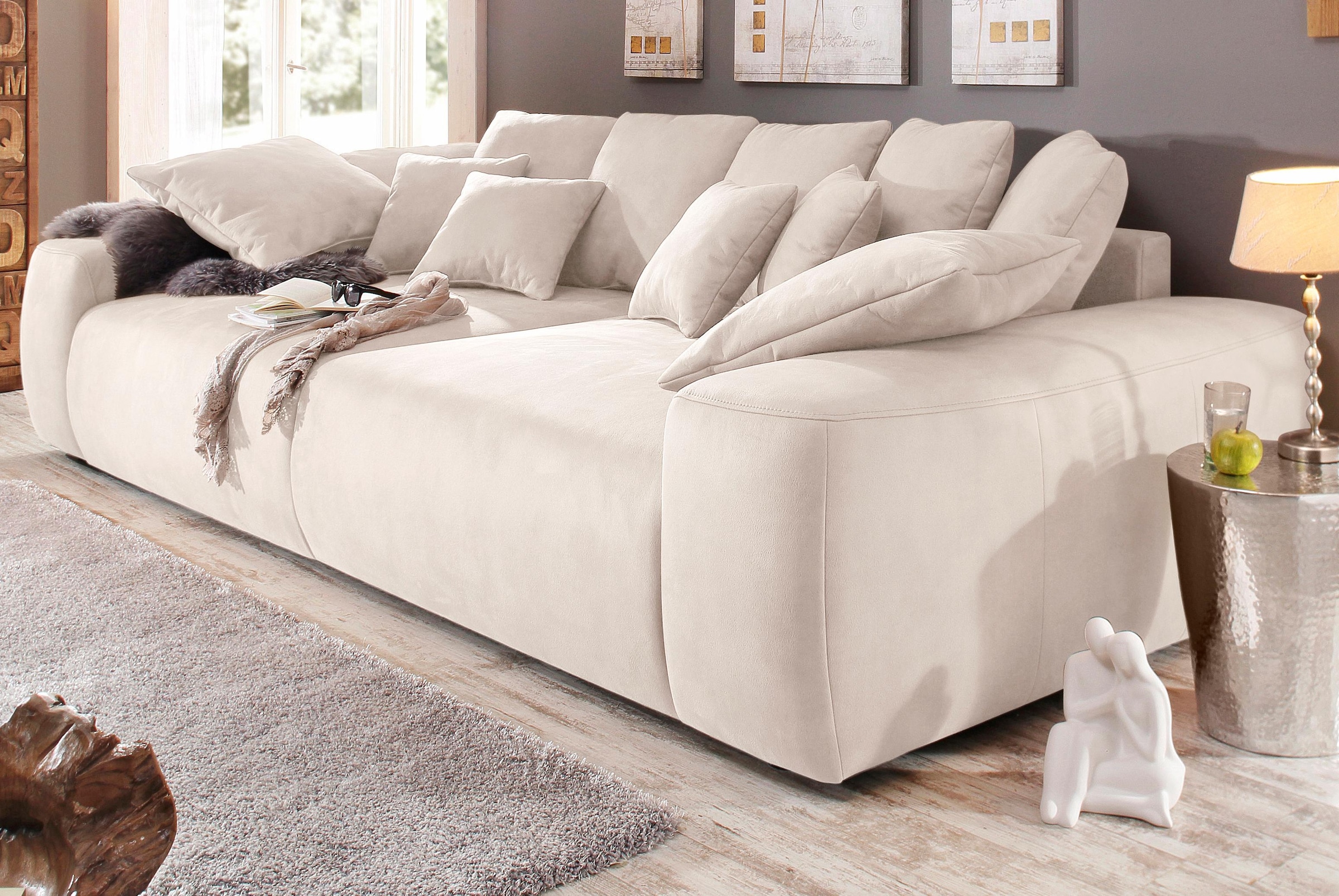 Home affaire Big-Sofa »Glamour«, Boxspringfederung, Breite 302 cm, Lounge Sofa mit vielen losen Kissen