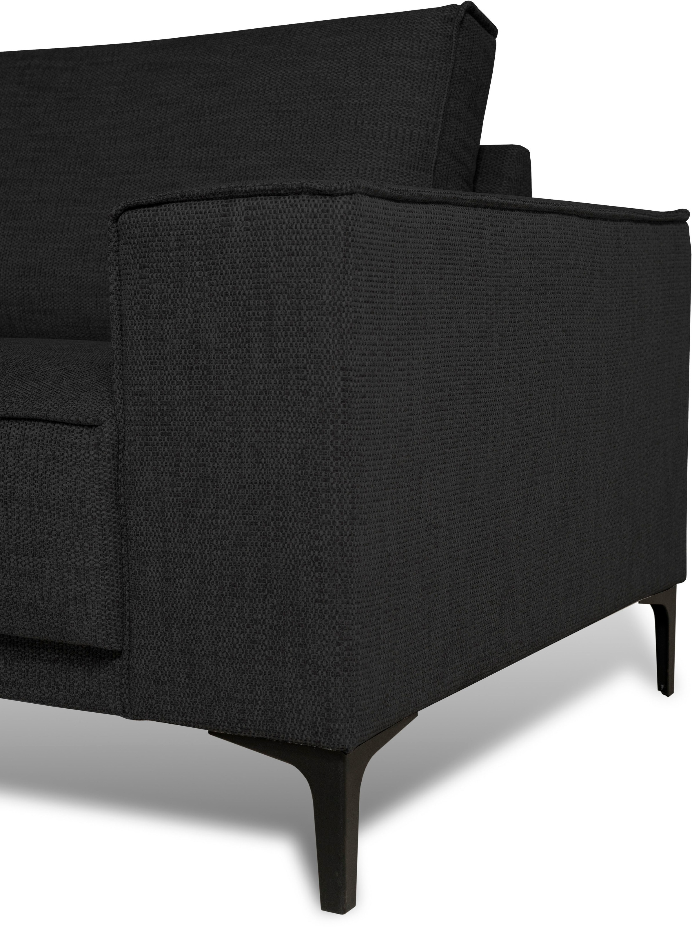 Places of Style Ecksofa »Polsterecke Oland, Struktur, Flachgewebe, Luxus-Microfaser, Boucle«, L-Form, 280 cm, Wellenunterfederung, Skandi-Design, Metallfüsse