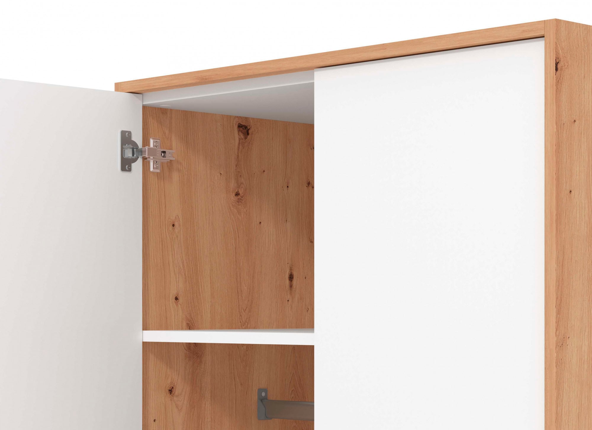 INOSIGN Kleiderschrank »Varadero, FSC®-zertifizierter Holzwerkstoff, Made in Europe«, 2-türig, 80,5/53/203,5cm, weiss-eichefarben