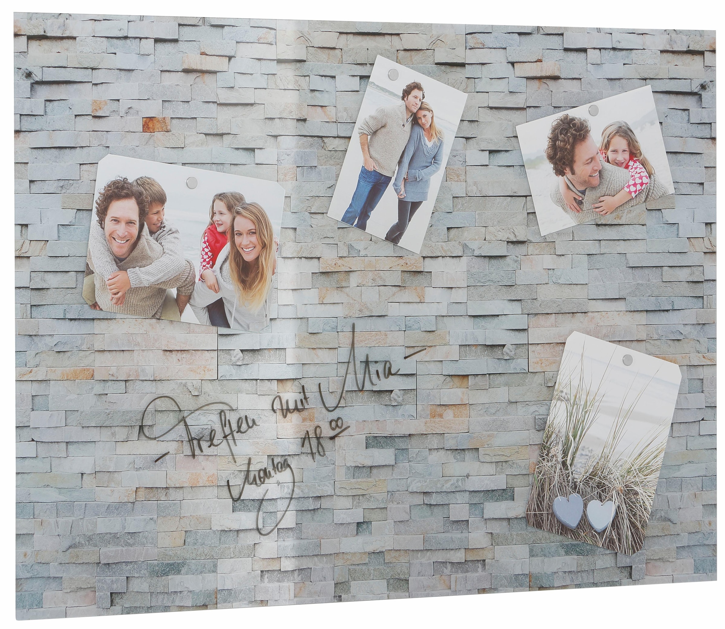 Home affaire Magnettafel »Stone Wall«, (1 tlg.), Memoboard, Acrylglas, Stein, magnetisch, Tafel