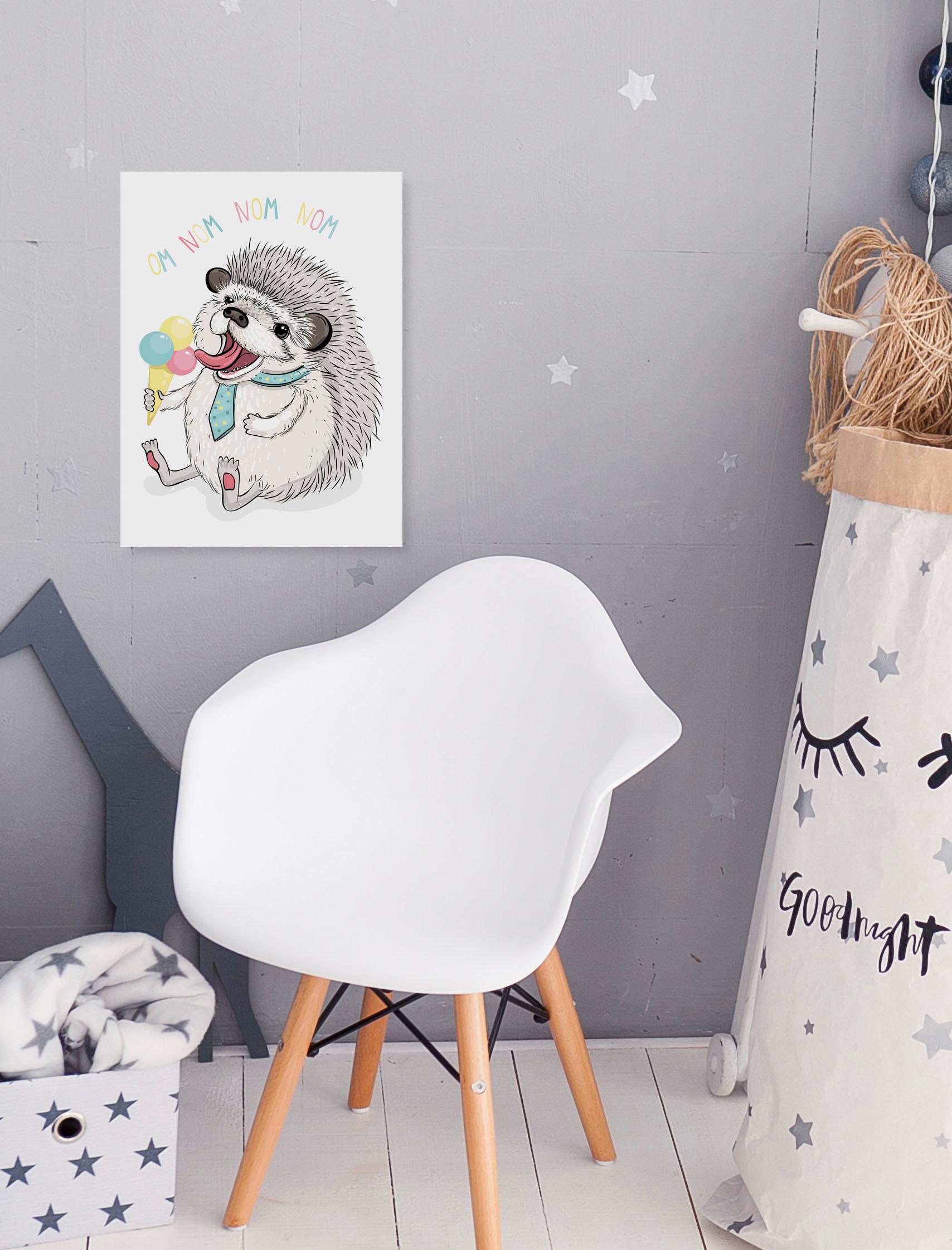 queence Leinwandbild "Nom Nom" Eis  Kunst  Süssigkeiten  Süssspeisen  Tiere Premium-Leinwandstoff, Handarbeit aus Deutschland