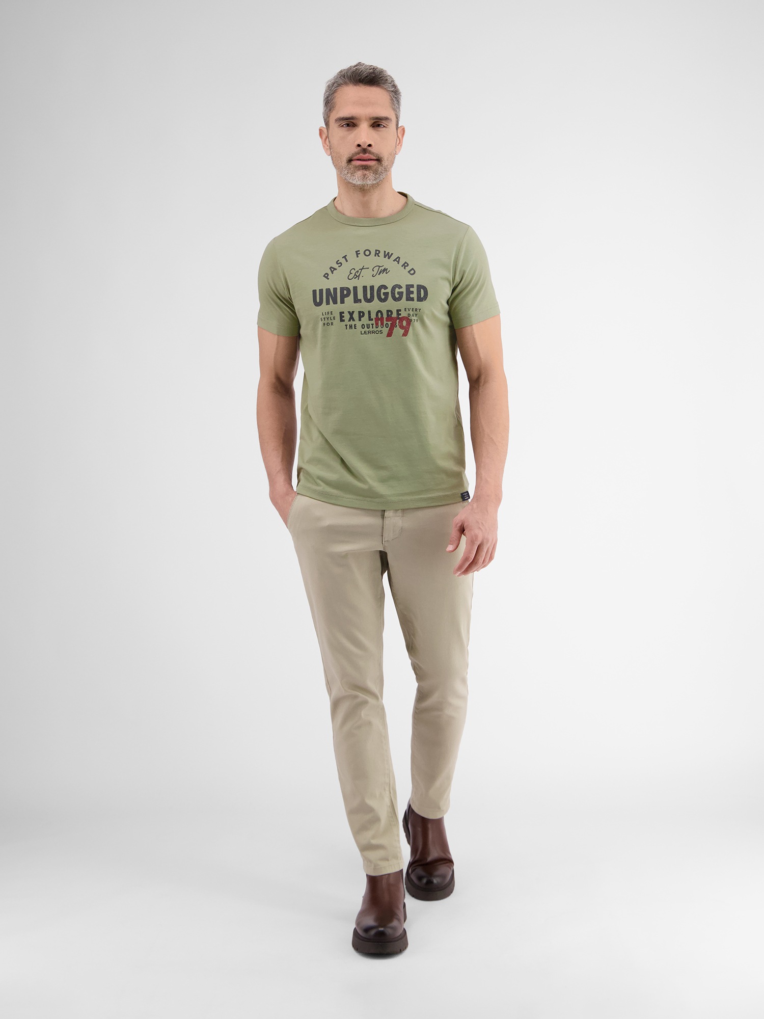 LERROS T-Shirt »LERROS Unifarbenes T-Shirt mit Print«