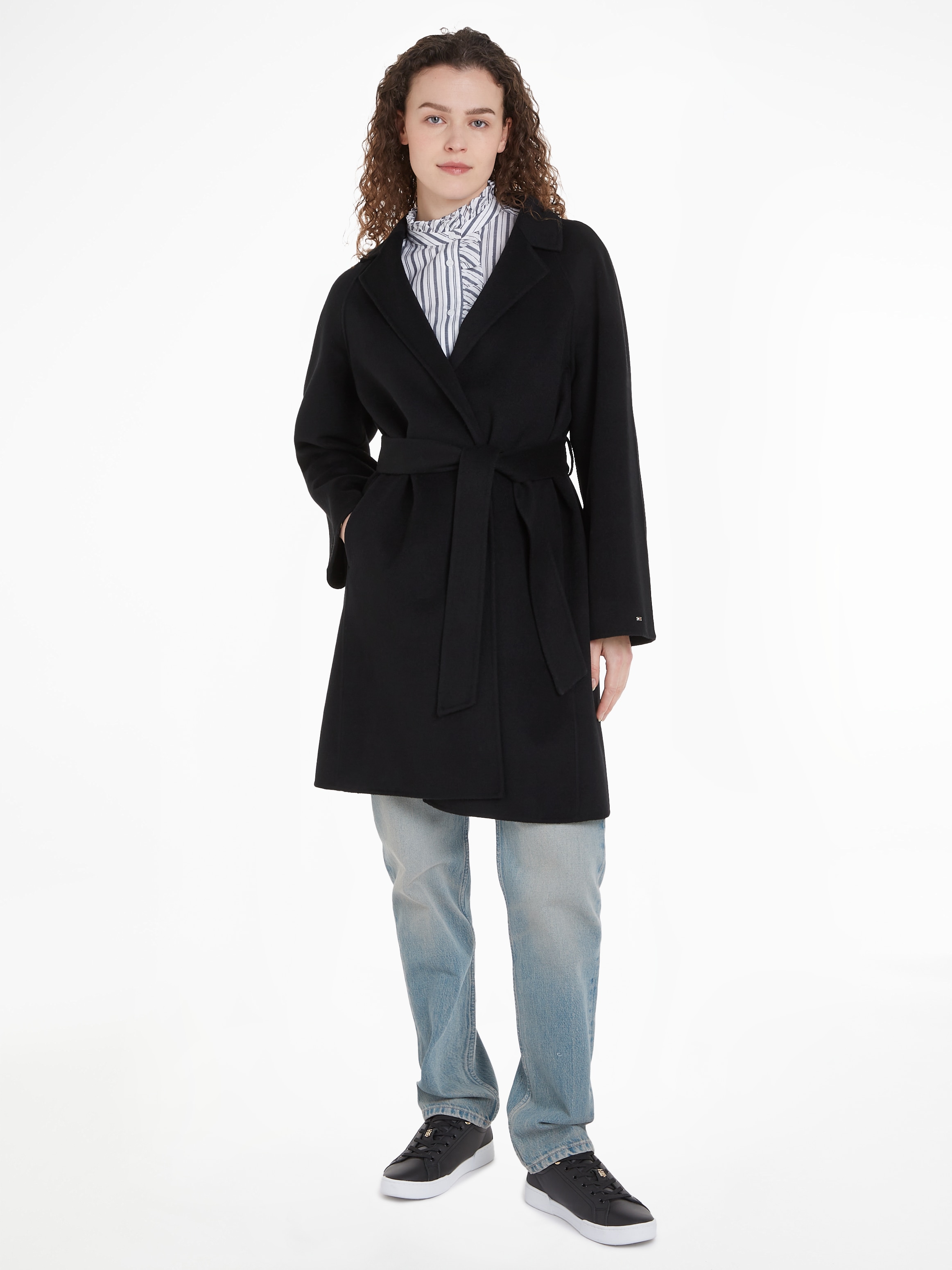 Tommy Hilfiger Kurzmantel »REG DF WOOL BELTED COAT«, mit Gürtel