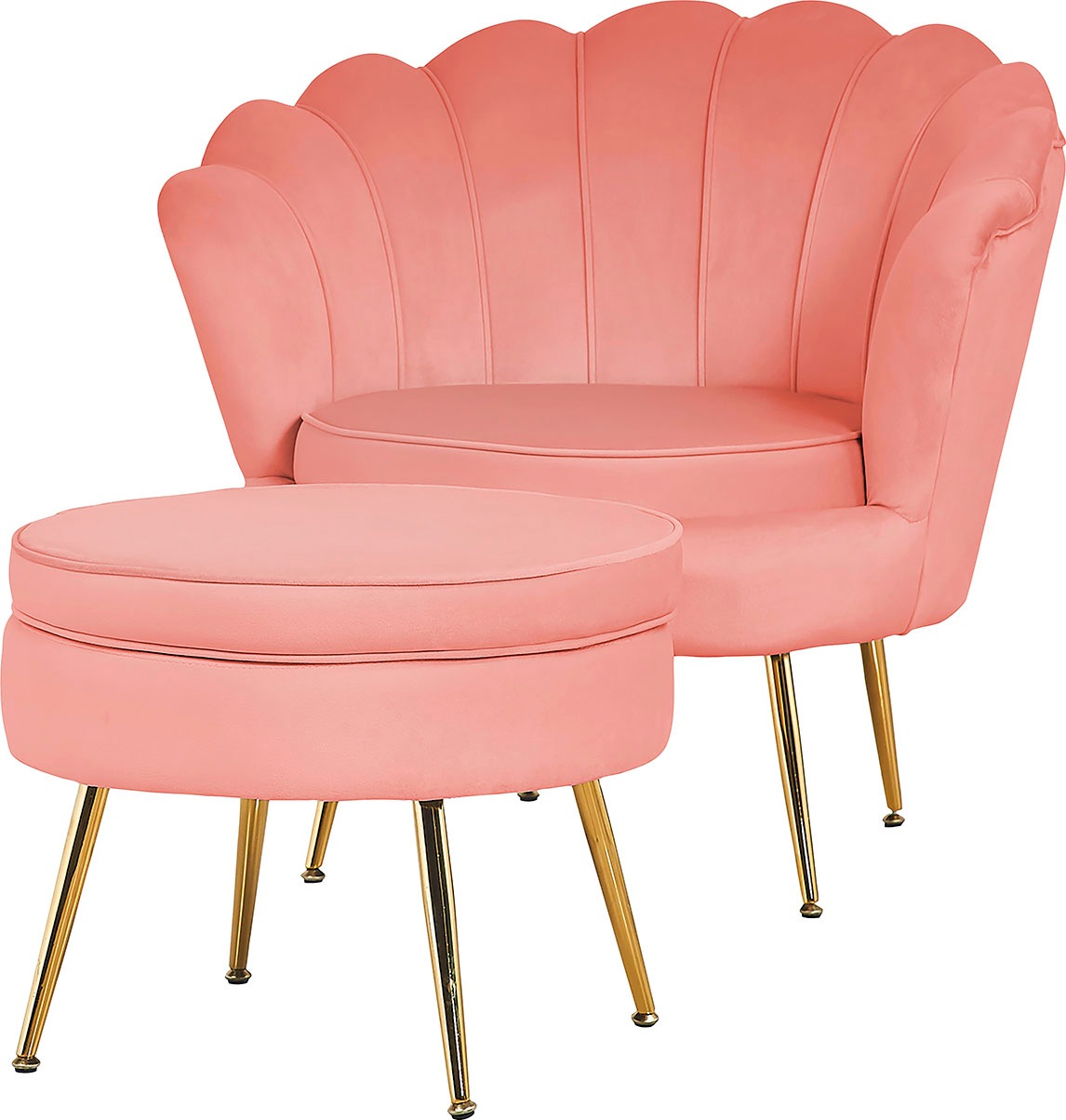 SalesFever Polsterhocker »Calm Gepolsterter Hocker mit Charme«, mit hohem Sitzkissen