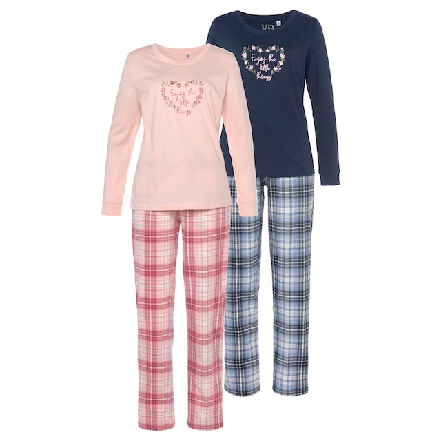 Vivance Dreams Pyjama, (Packung, 4 tlg., 2 Stück), mit Karo- und  Blumendruck im Doppelpack online bestellen bei Jelmoli-Versand Schweiz