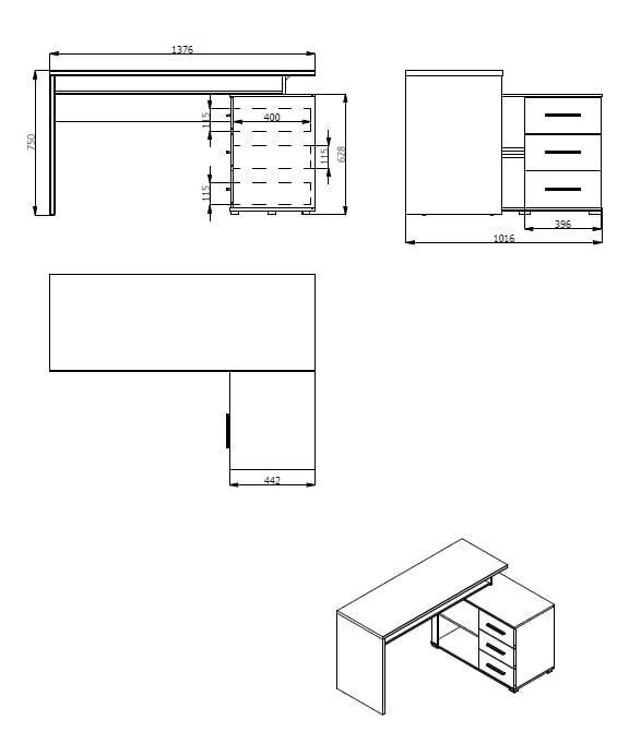 INOSIGN Schreibtisch »Arhimed«, zeitlos und praktisch, Home Office geeignet