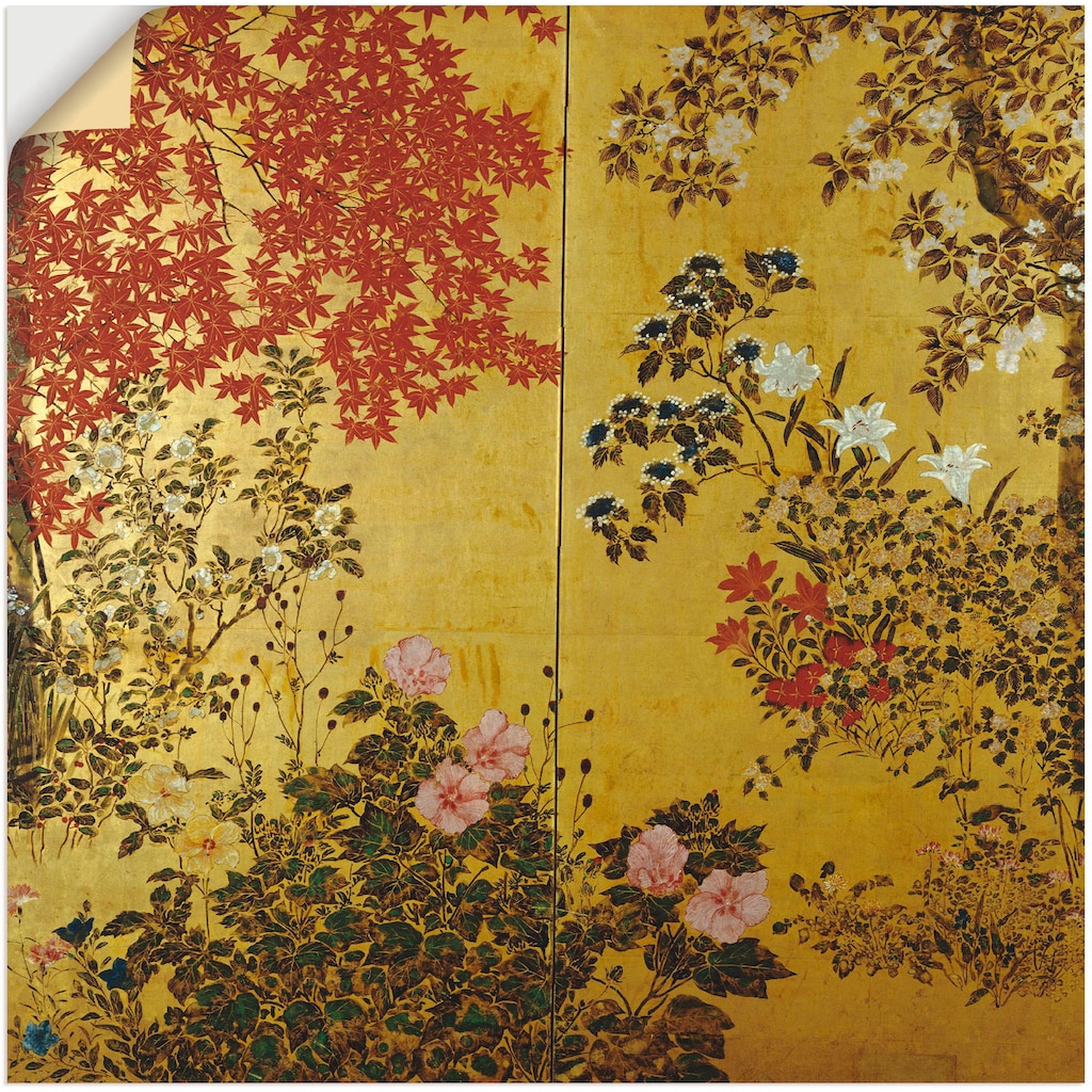 Artland Wandbild »Japanischer Wandschirm 18. Jahrhundert«, Pflanzen, (1 St.)