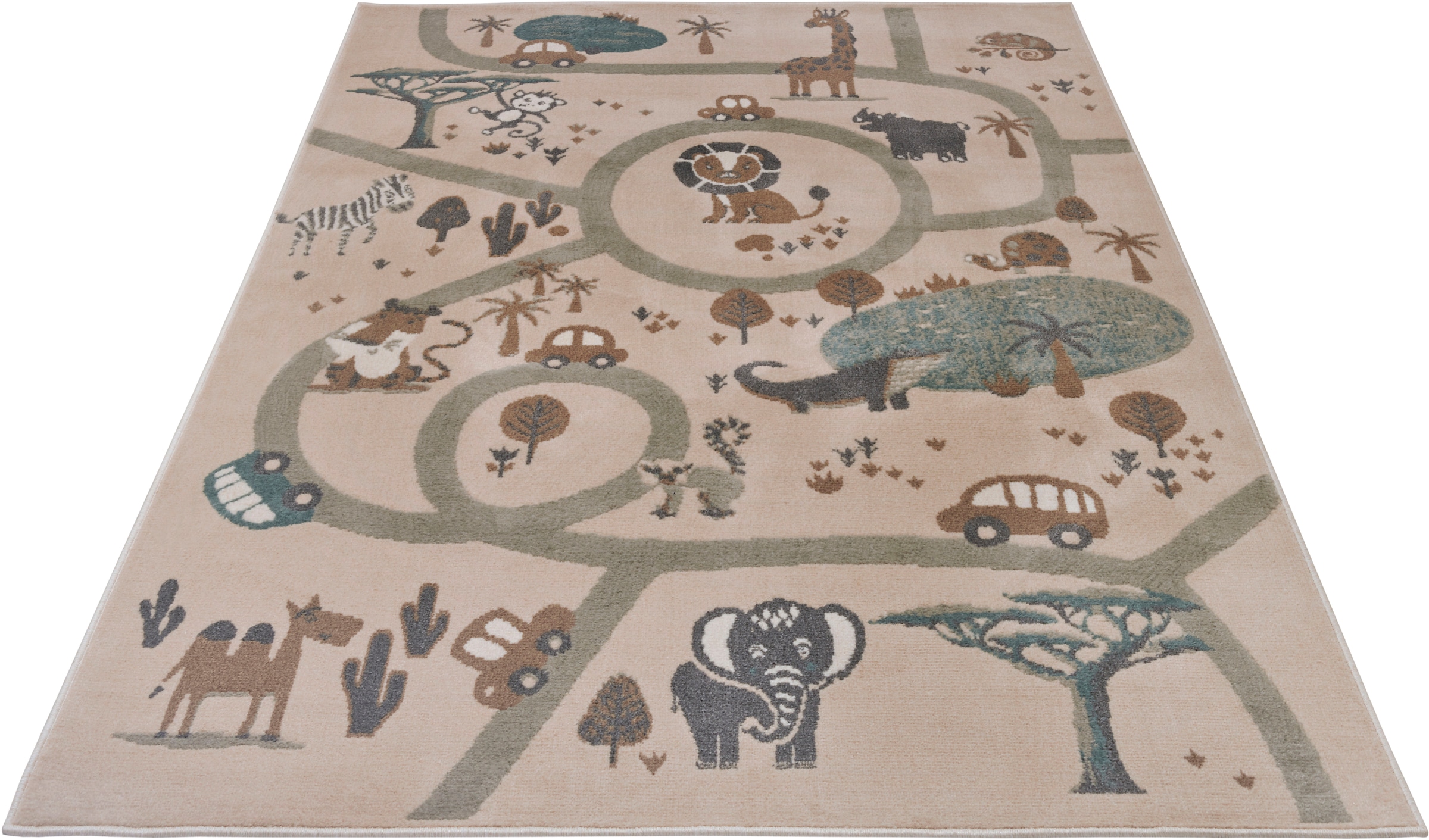 HANSE Home Kinderteppich »Adventures Animal Park«, rechteckig, 8 mm Höhe, Spielteppich, fest, Kinderzimmer, Kurzflor, Spielunterlage