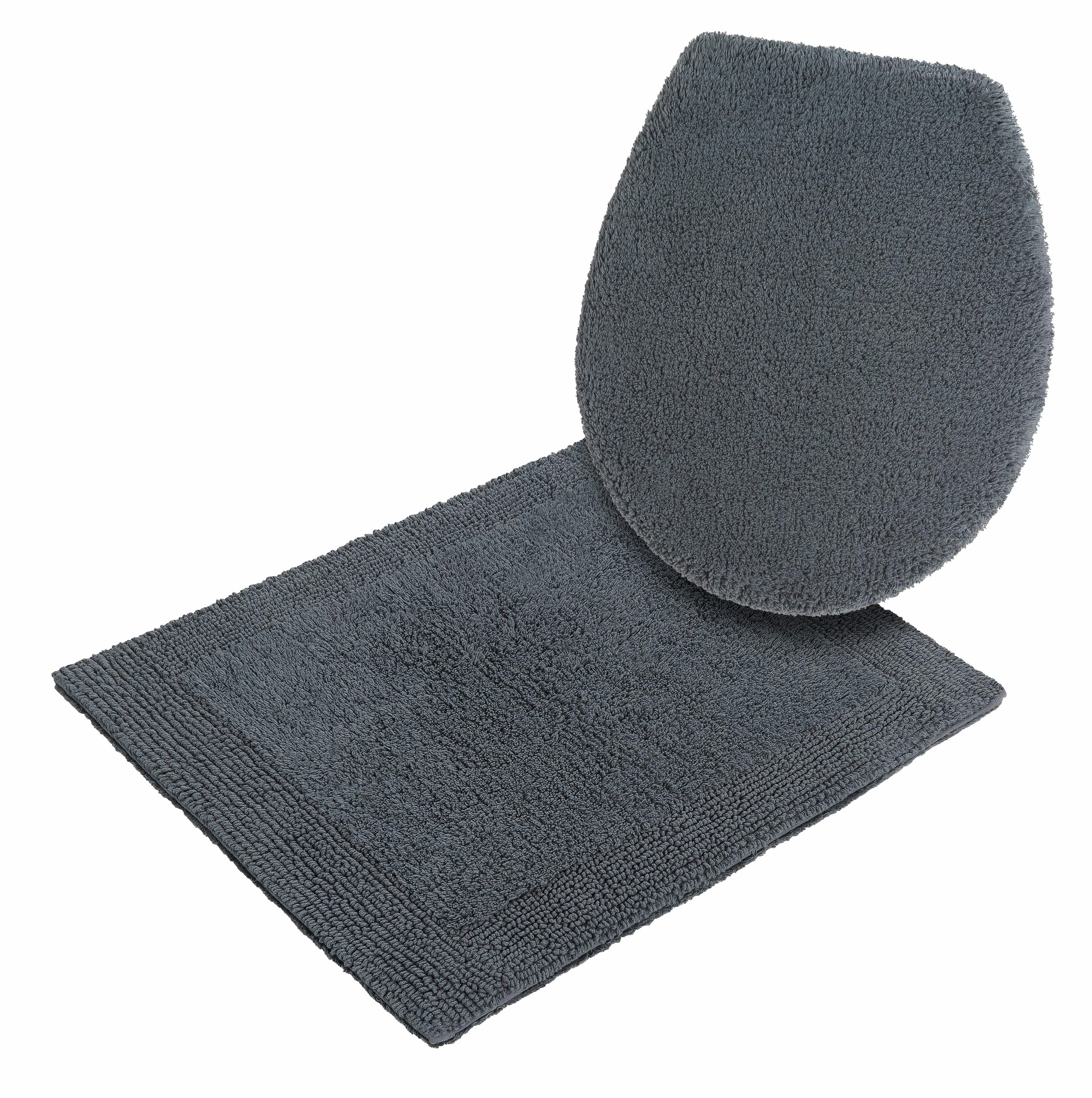 my home Badematte »Kapra, Badvorleger, Badezimmer Teppich«, beidseitig nutzbar-fussbodenheizungsgeeignet-strapazierfähig, mit Bordüre, Badteppich, Badematte, Baumwolle