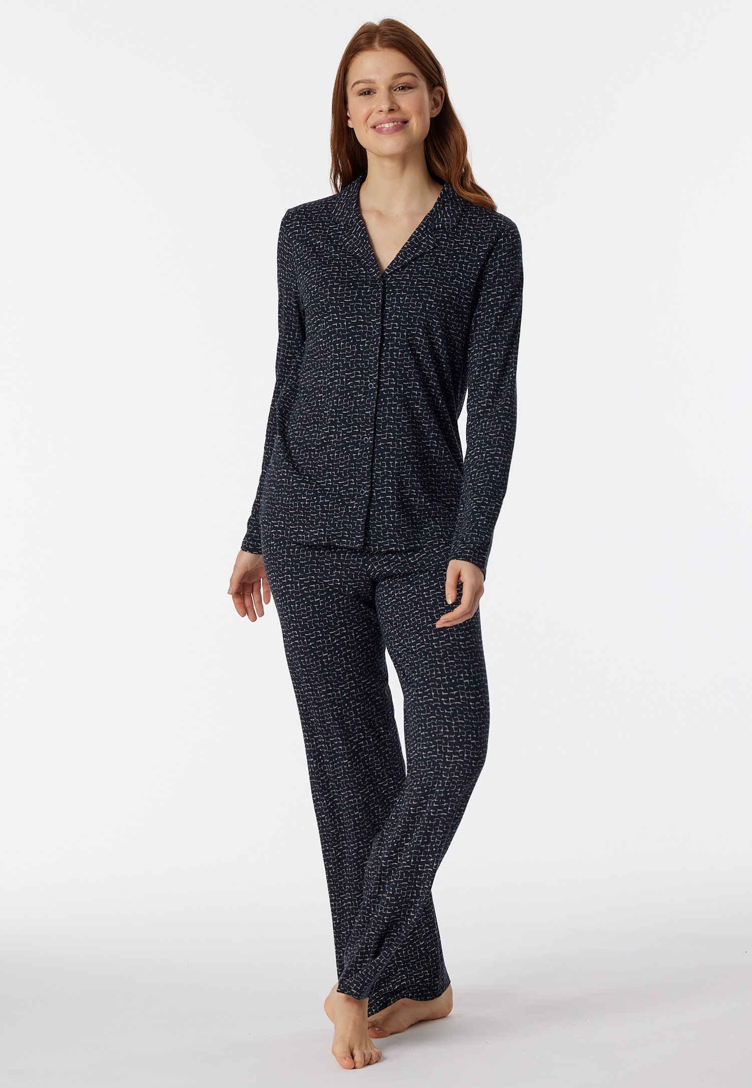 Pyjama »"Contemporary Nightwear"«, (Set, 2 tlg.), Oberteil mit Reverskragen und...