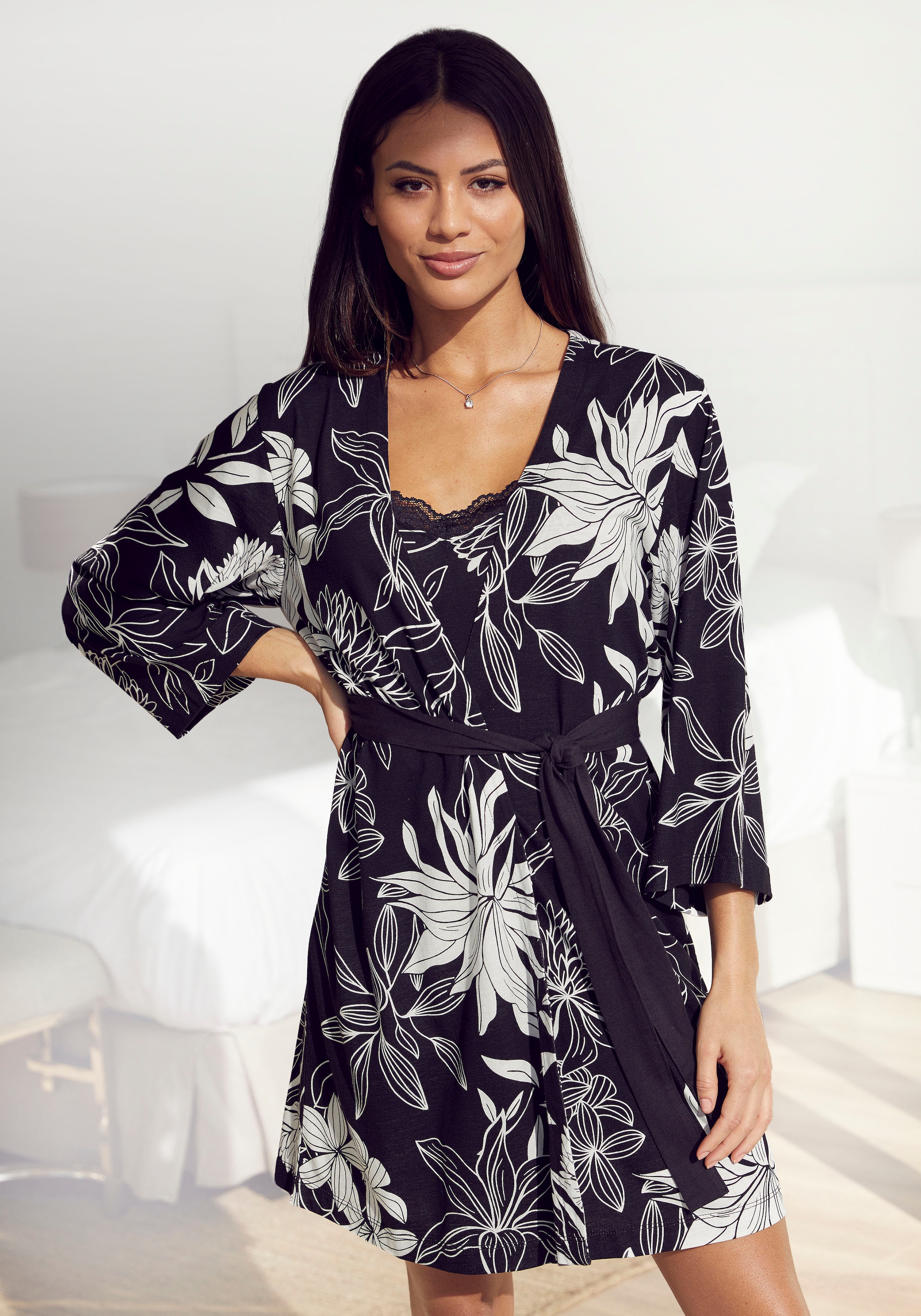 Kimono, mit floralem Druck