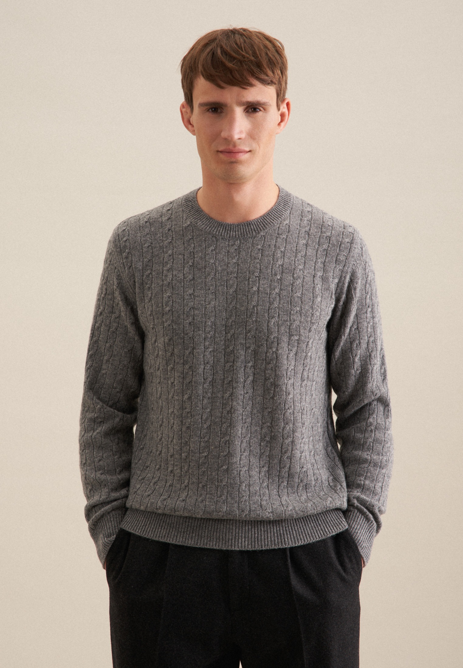 seidensticker Strickpullover »Regular« Langarm Rundhals Zopfmuster