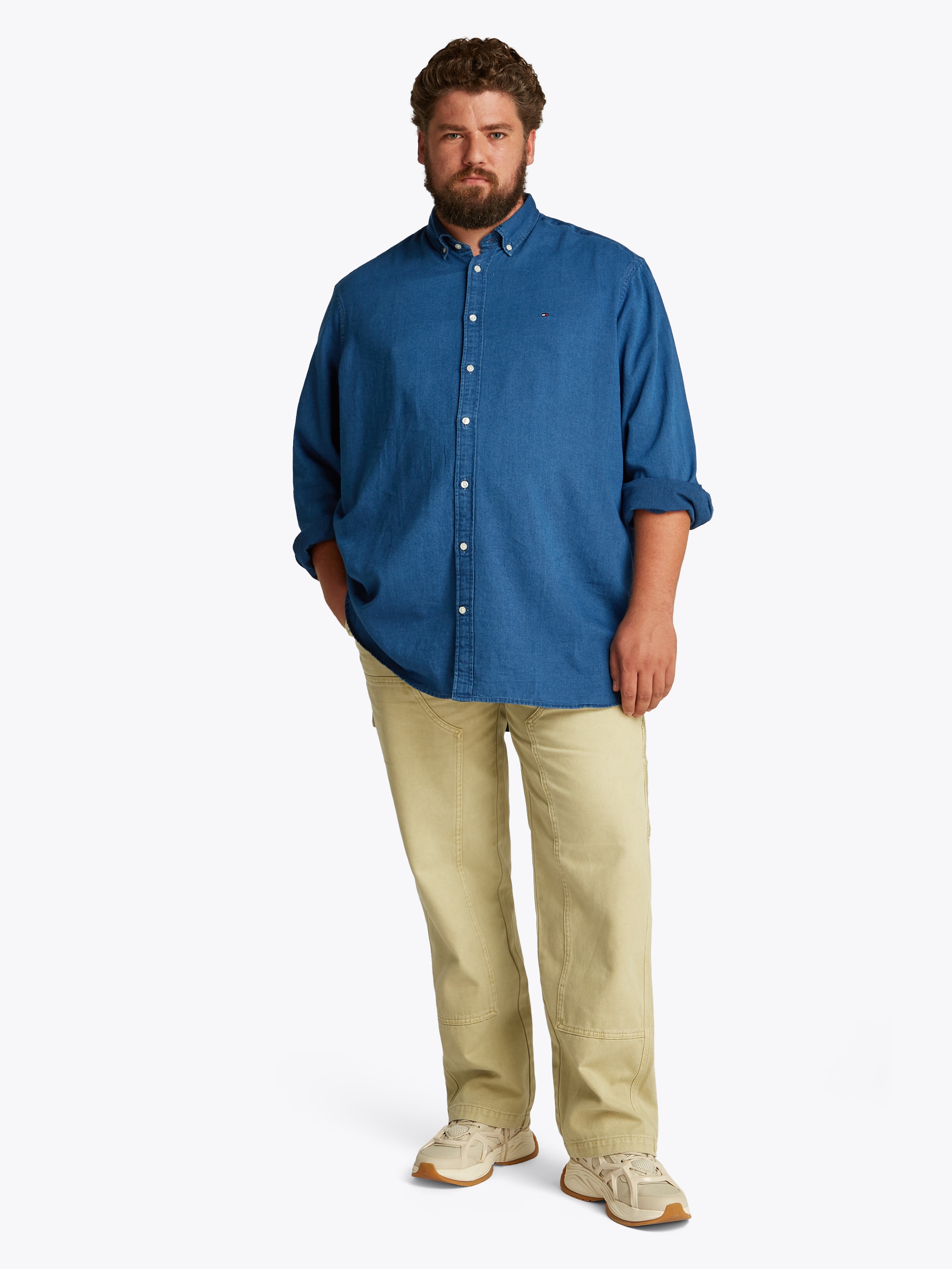 Tommy Hilfiger Big & Tall Jeanshemd »BT-CHAMBRAY SHIRT-B«, in Grossen Grössen, Mit Logostickerei