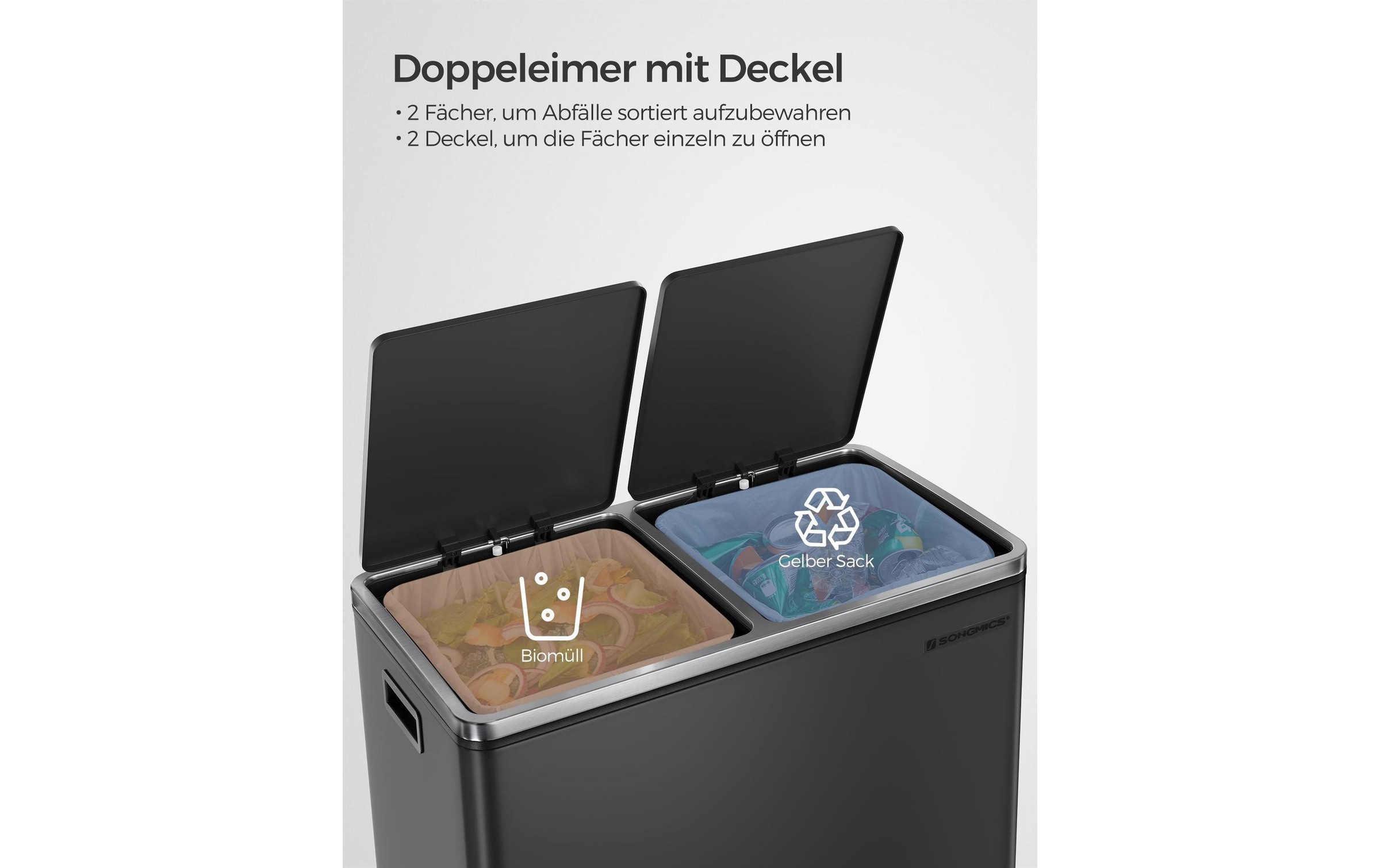 SONGMICS Mülleimer »2 x 30 l«, 2 Behälter