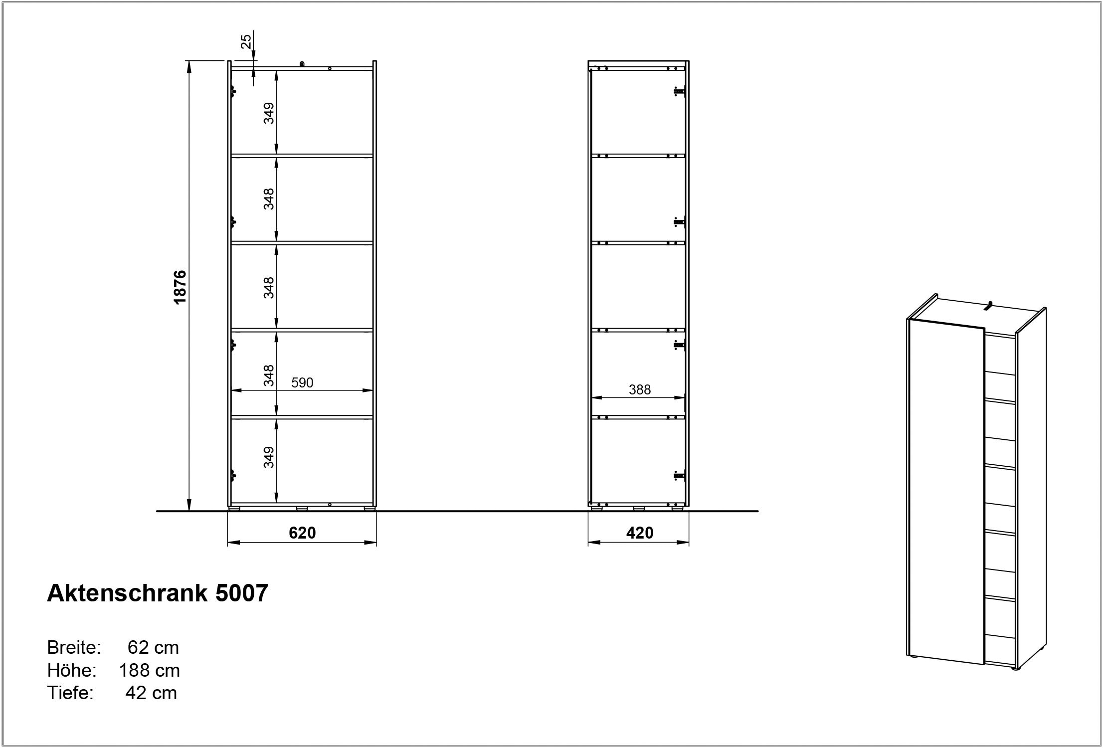 andas Aktenschrank »Njavve mit griffloser Tür & 4 Regalböden«, kratzfeste Oberfläche, Höhe 188 cm, Made in Germany