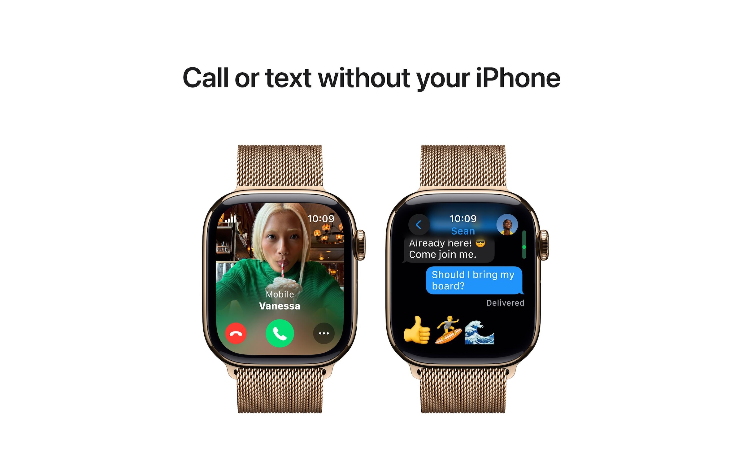 Apple Watch Series 10 Titan, 42 mm, GPS + Cellular, Milanese Loop, Goldfarben