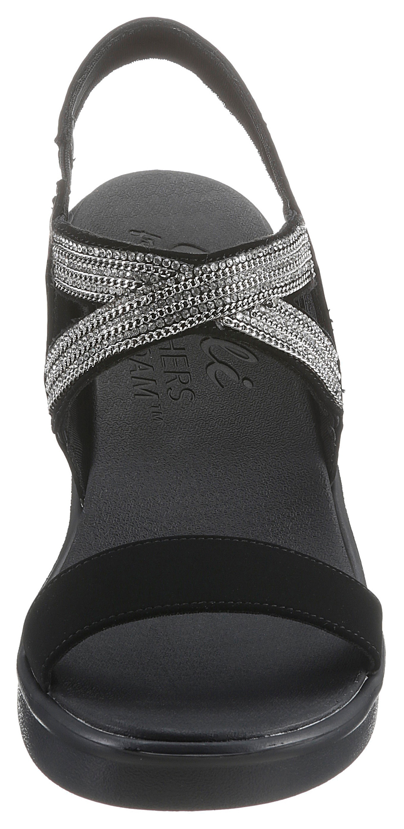 Skechers Keilsandalette »RUMBLE ON CHART TOPPER«, Sommerschuh, Sandale, Keilabsatz, mit elastischen Riemchen