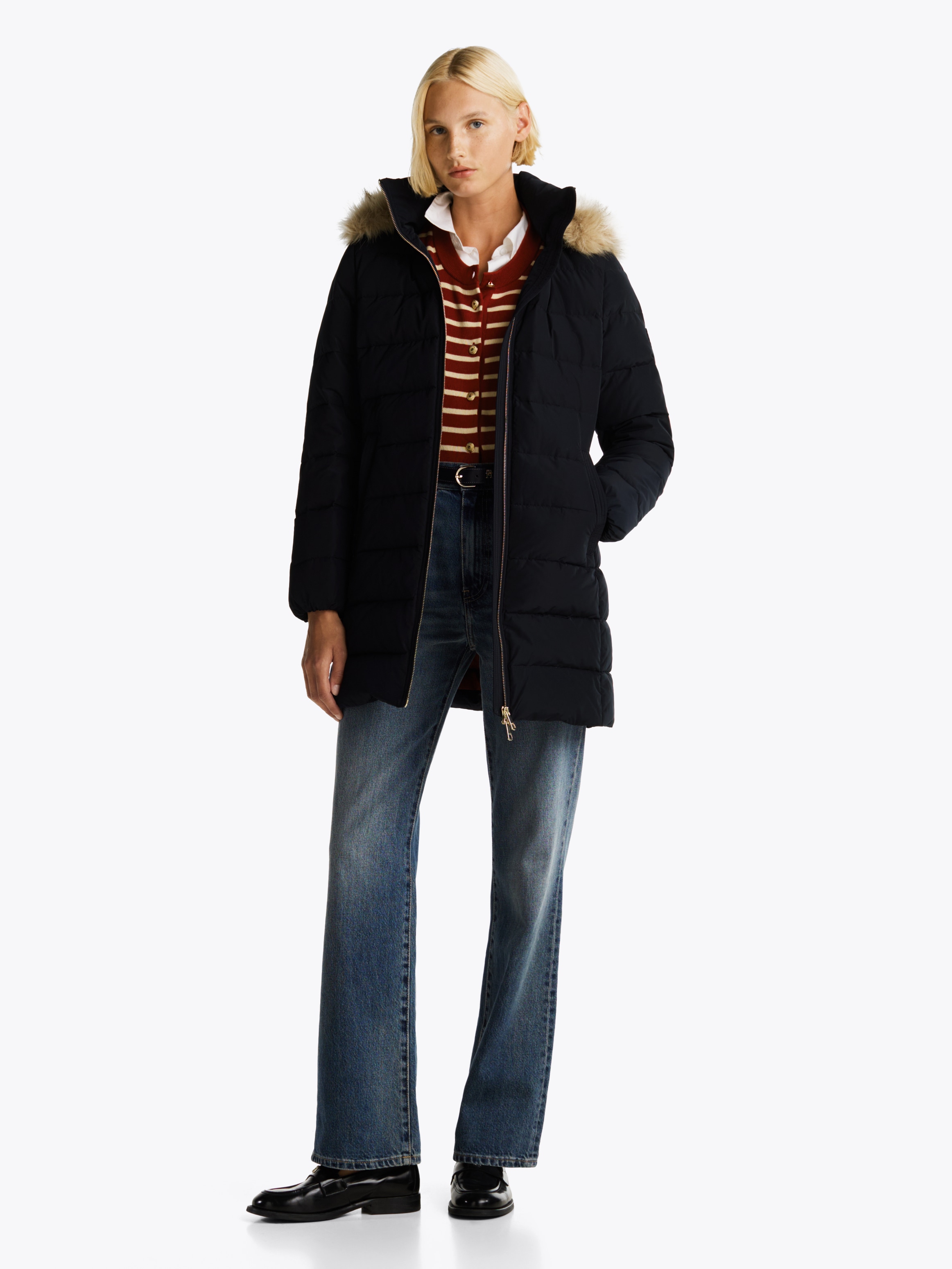 Tommy Hilfiger Steppmantel »HERITAGE DOWN TYRA COAT WITH FUR«, mit Fellimitat