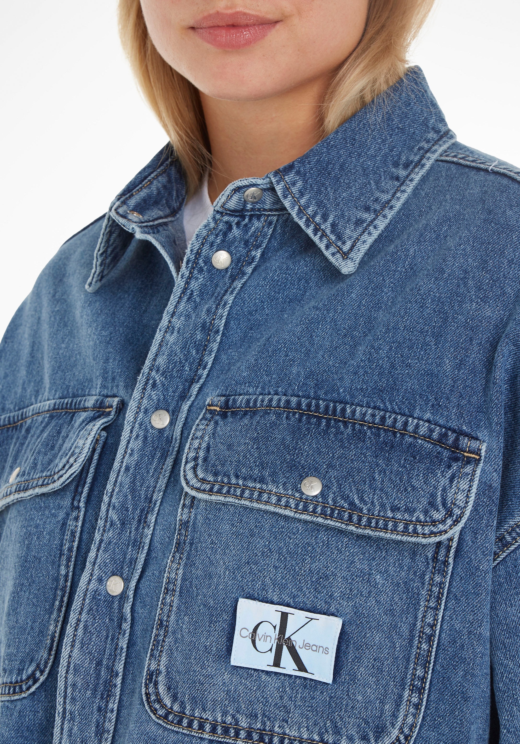 Klein Calvin ROUNDED Jeans SHIRT« Jelmoli-Versand »OVERSIZED | kaufen HEM Jeansbluse online CROP