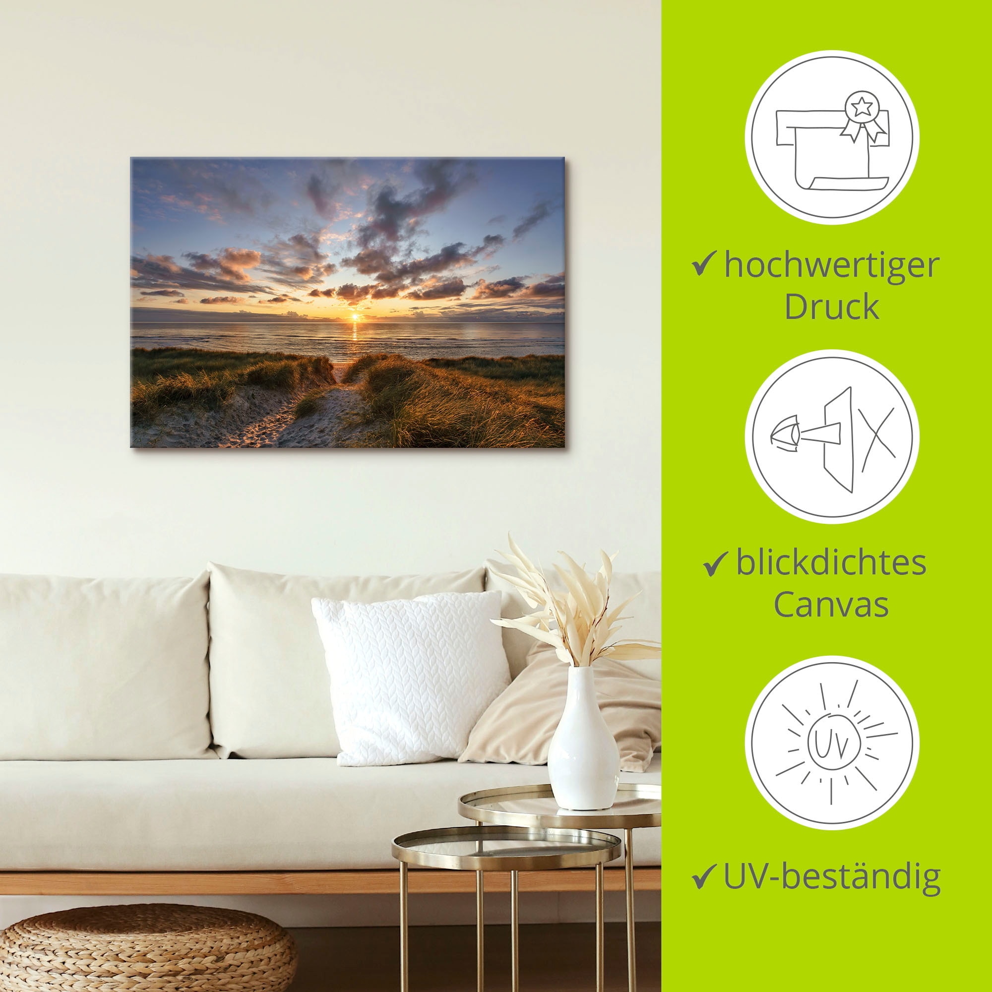 Artland Wandbild »Sonnenuntergang auf Sylt«, Bilder vom Sonnenuntergang & -aufgang, (1 St.), als Leinwandbild, Poster in verschied. Grössen