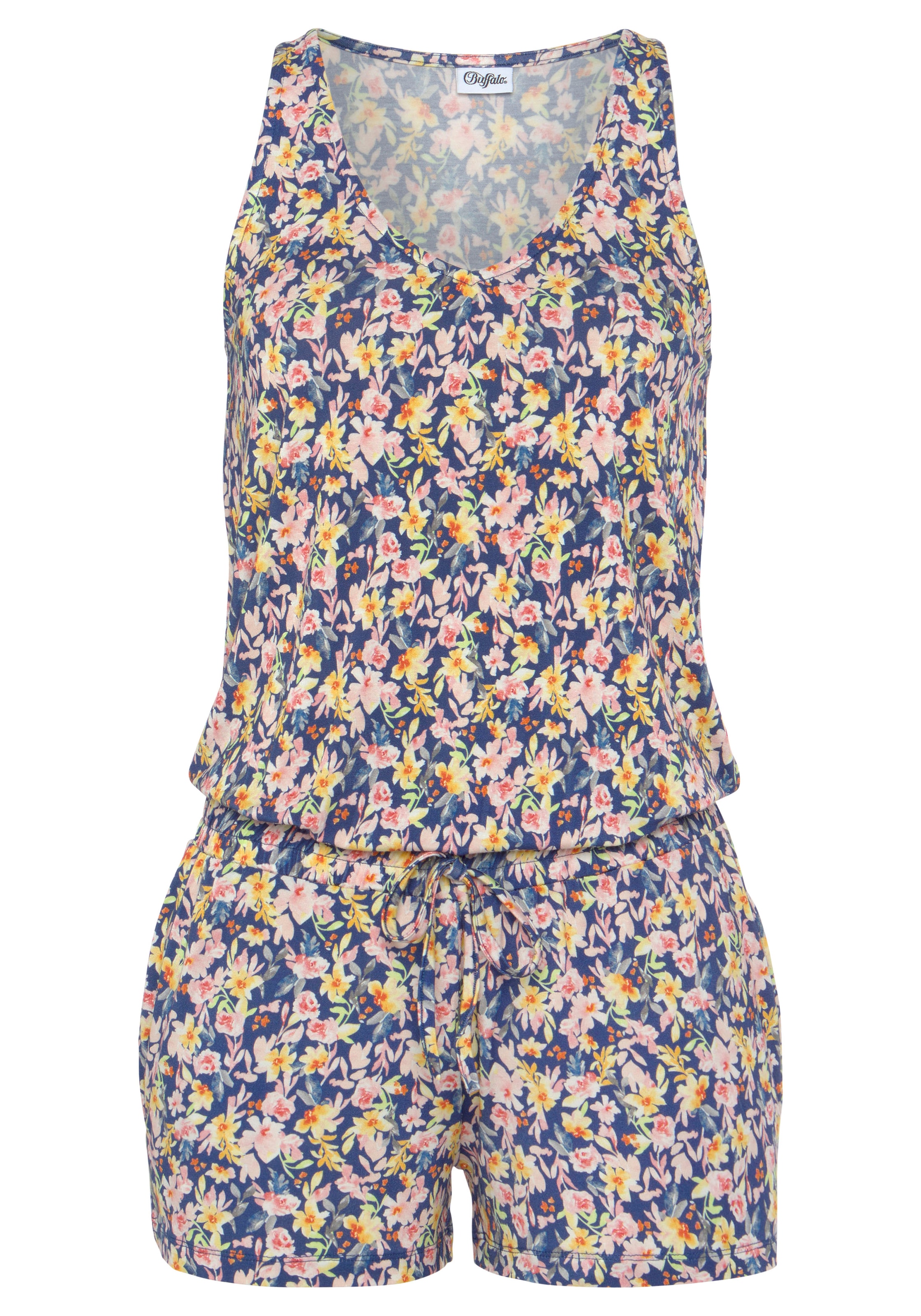 Buffalo Kurzoverall, mit Blumendruck, sommerlicher Jumpsuit, Strandmode
