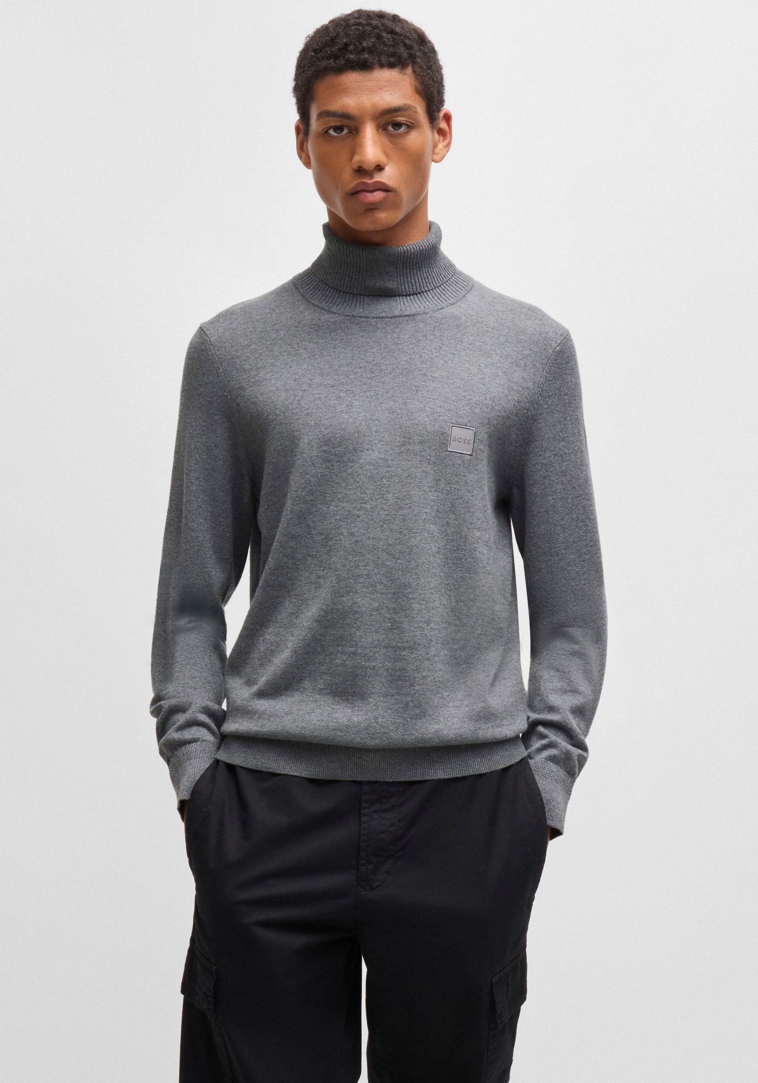 BOSS ORANGE Strickpullover »Akiro« mit kleinem Stehkragen