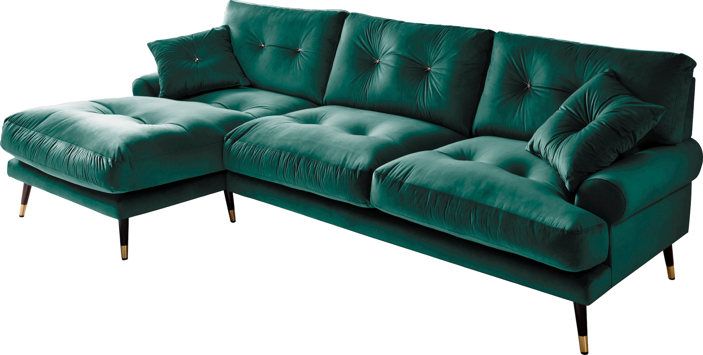Trends by HG Ecksofa »Samir L-Form«, mit Strasssteinen und goldfarben Applikationen