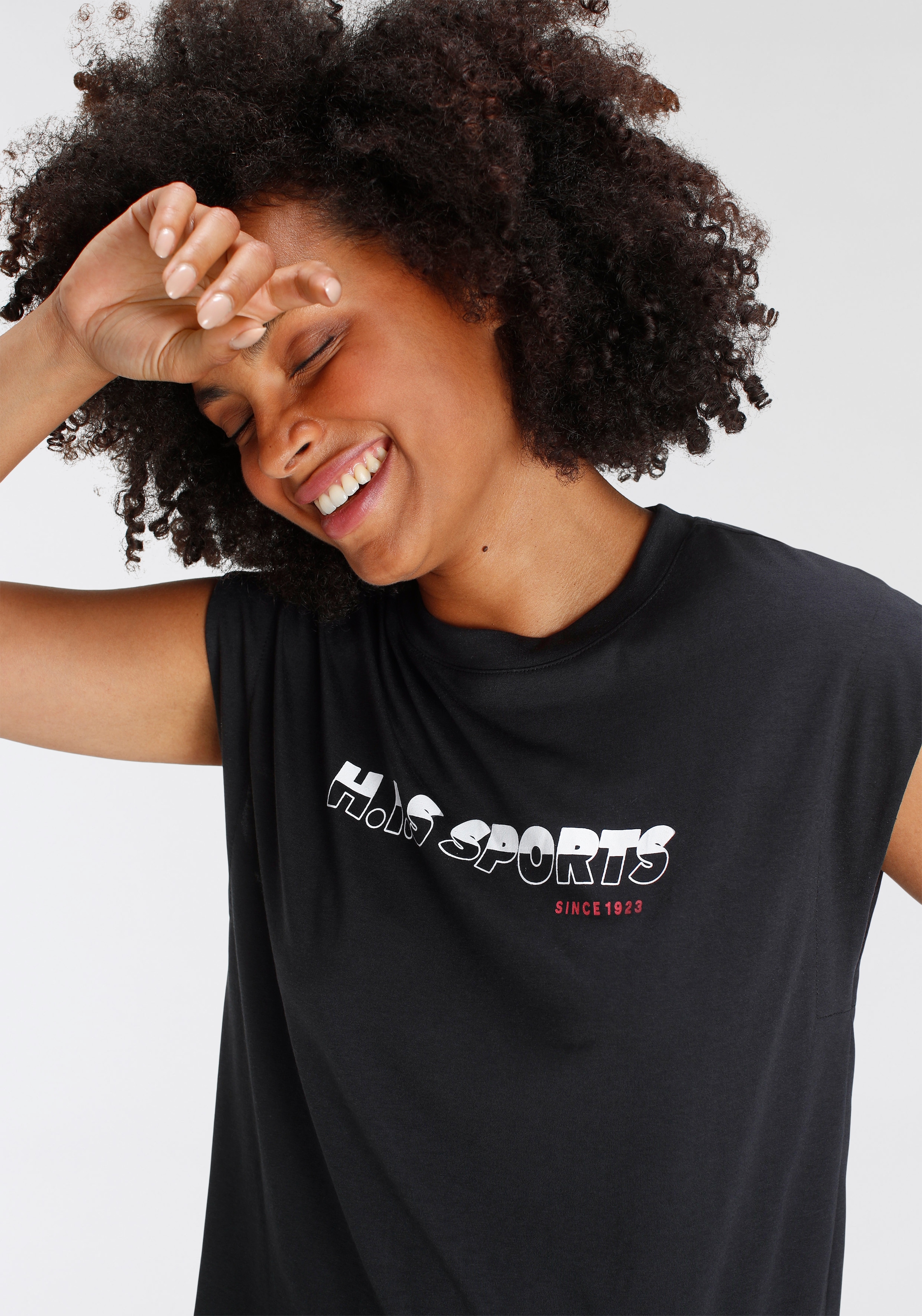 H.I.S online Schweiz bestellen Jelmoli-Versand vorne Logo-Print zweifarbigem T-Shirt, mit bei