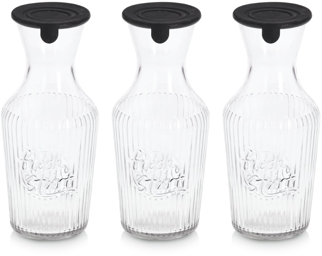Zeller Present Karaffe "Glaskaraffe mit Silikondeckel" Rillenmuster, 1,2l