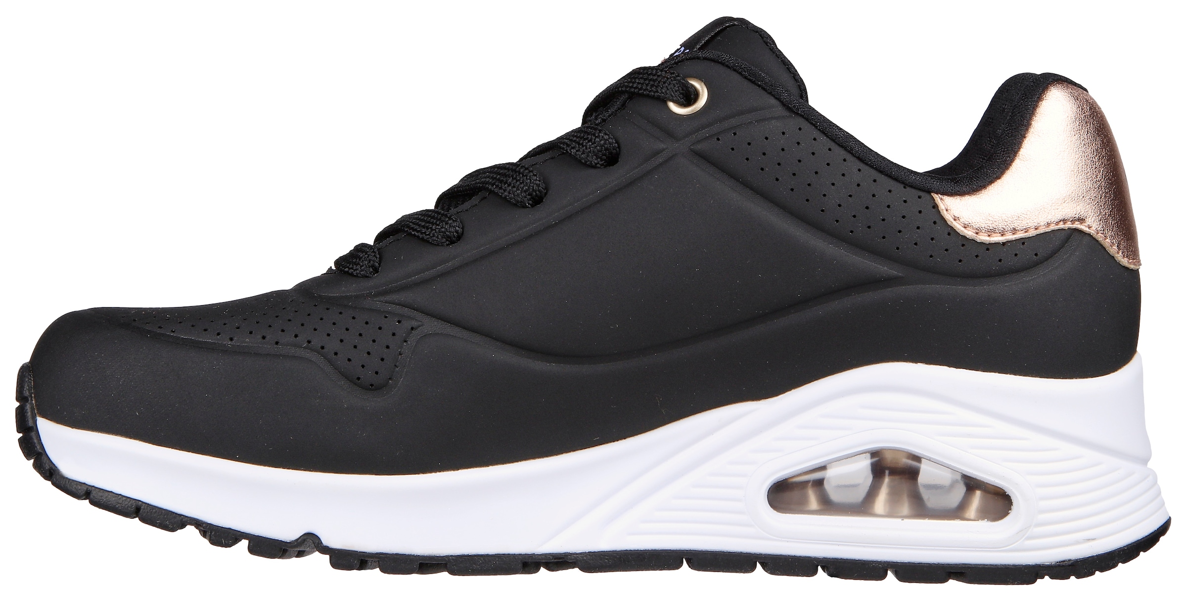 Skechers Sneaker »UNO GOLDEN AIR«, Freizeitschuh, Halbschuh, Schnürschuh mit Metallic-Einsatz