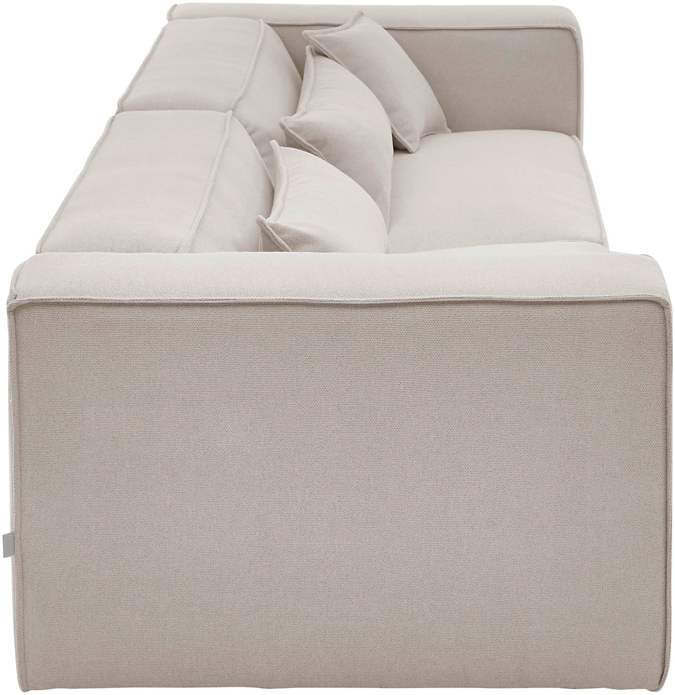 LeGer Home by Lena Gercke 3-Sitzer »PIARA, Couch mit Kedernaht, Sofa in Cord oder Leinenoptik«, schwarze Füsse, bequemer Sitzkomfort