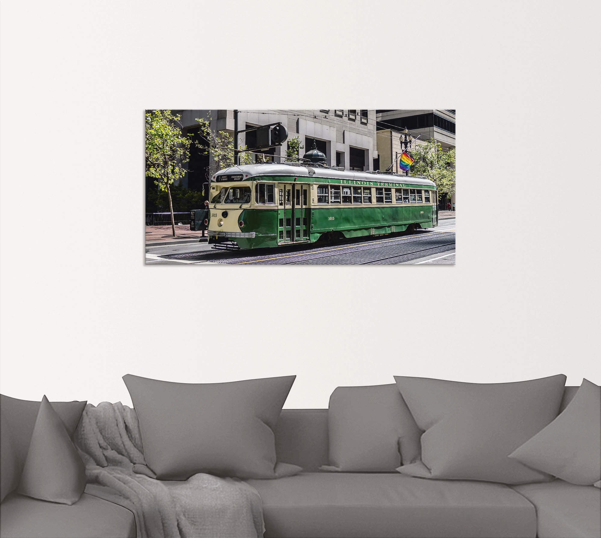 Artland Wandbild »Historische Strassenbahn in San Francisco«, Züge, (1 St.), als Alubild, Leinwandbild, Wandaufkleber oder Poster in versch. Grössen
