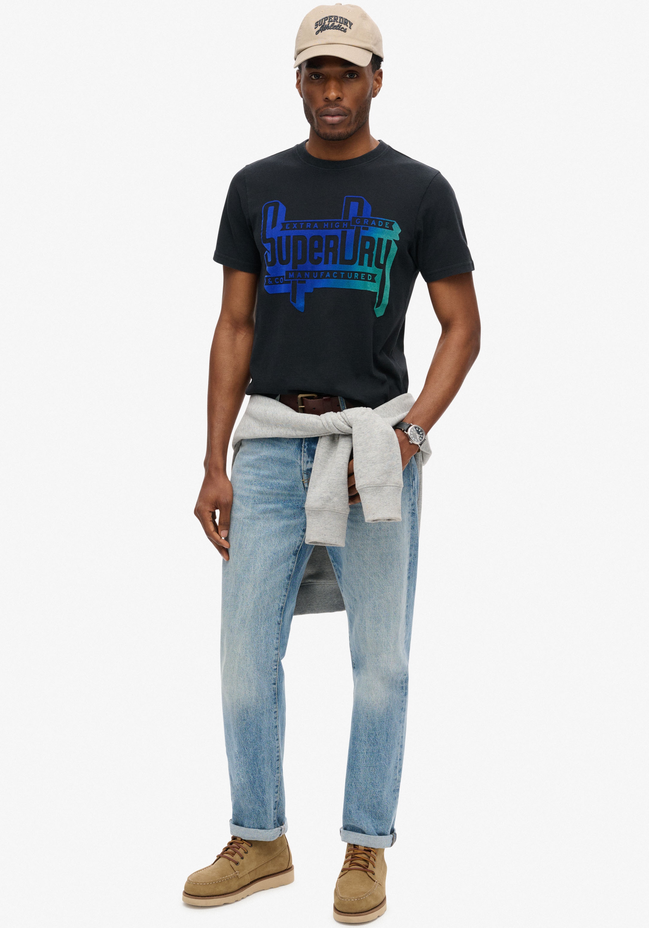 Superdry Rundhalsshirt »FLOCKED FADE GRAPHIC T SHIRT«