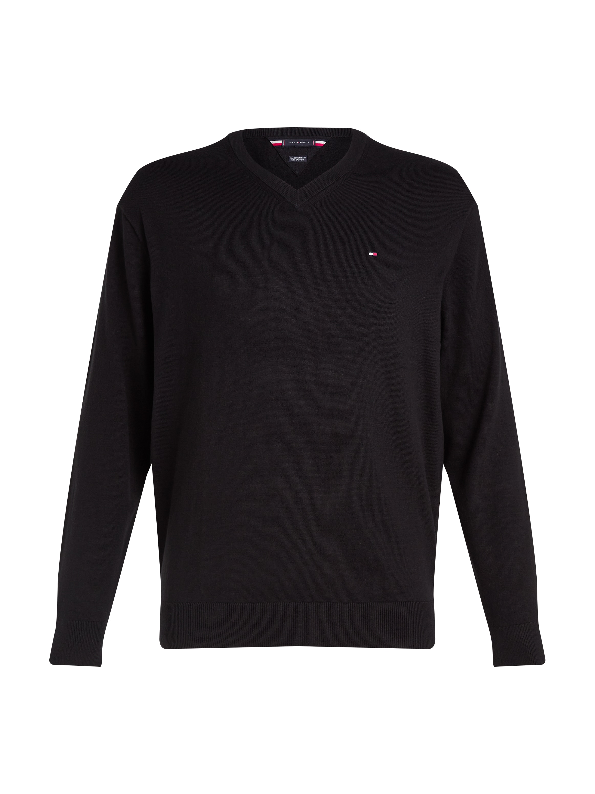 Tommy Hilfiger Big & Tall Strickpullover »BT-PIMA ORG CTN CASHMERE VNCK-B«, in Grossen Grössen, mit Logostickerei auf Brusthöhe