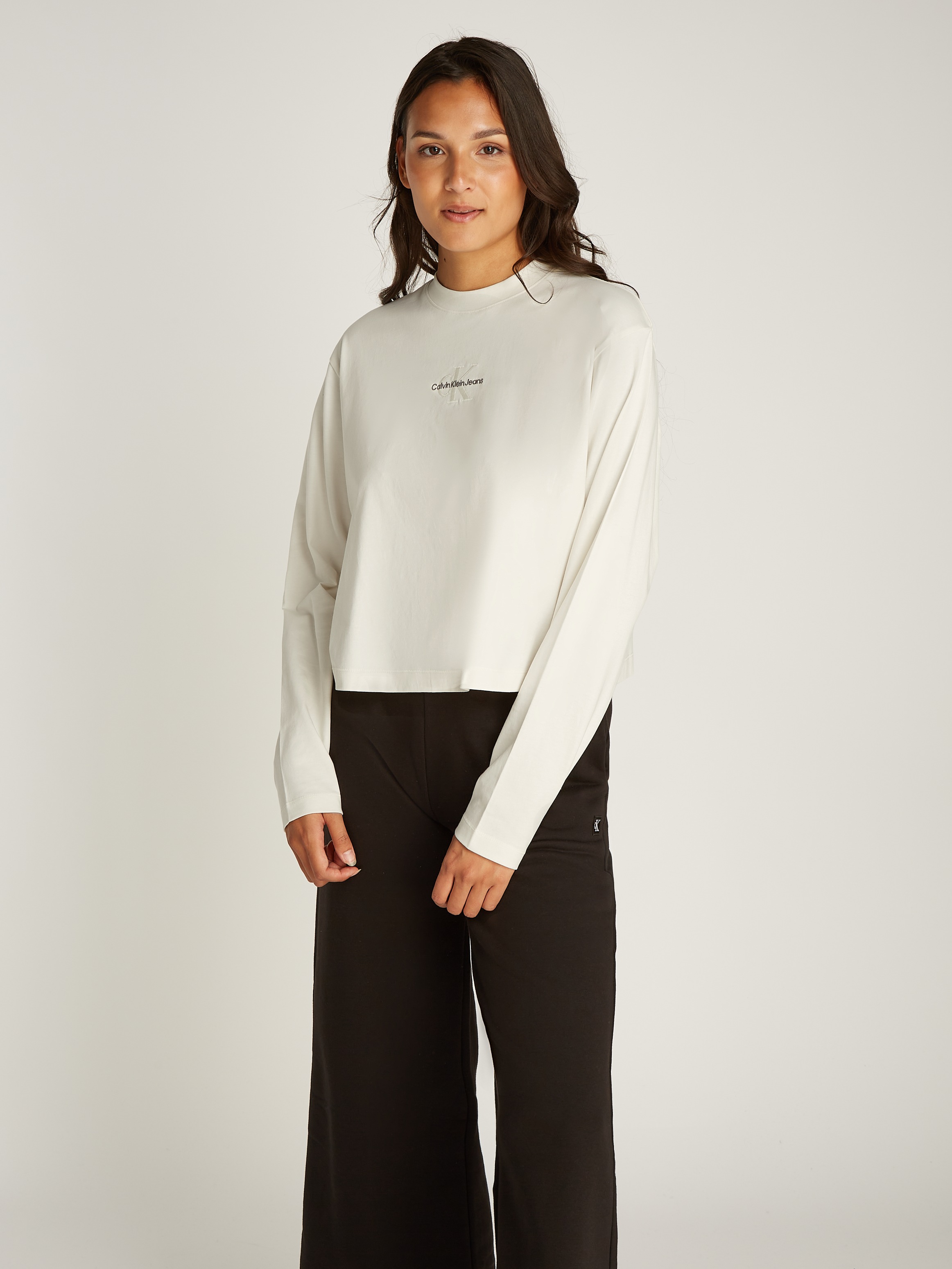 Calvin Klein Jeans Langarmshirt »MONOLOGO LOOSE LS TEE« mit Logostickerei