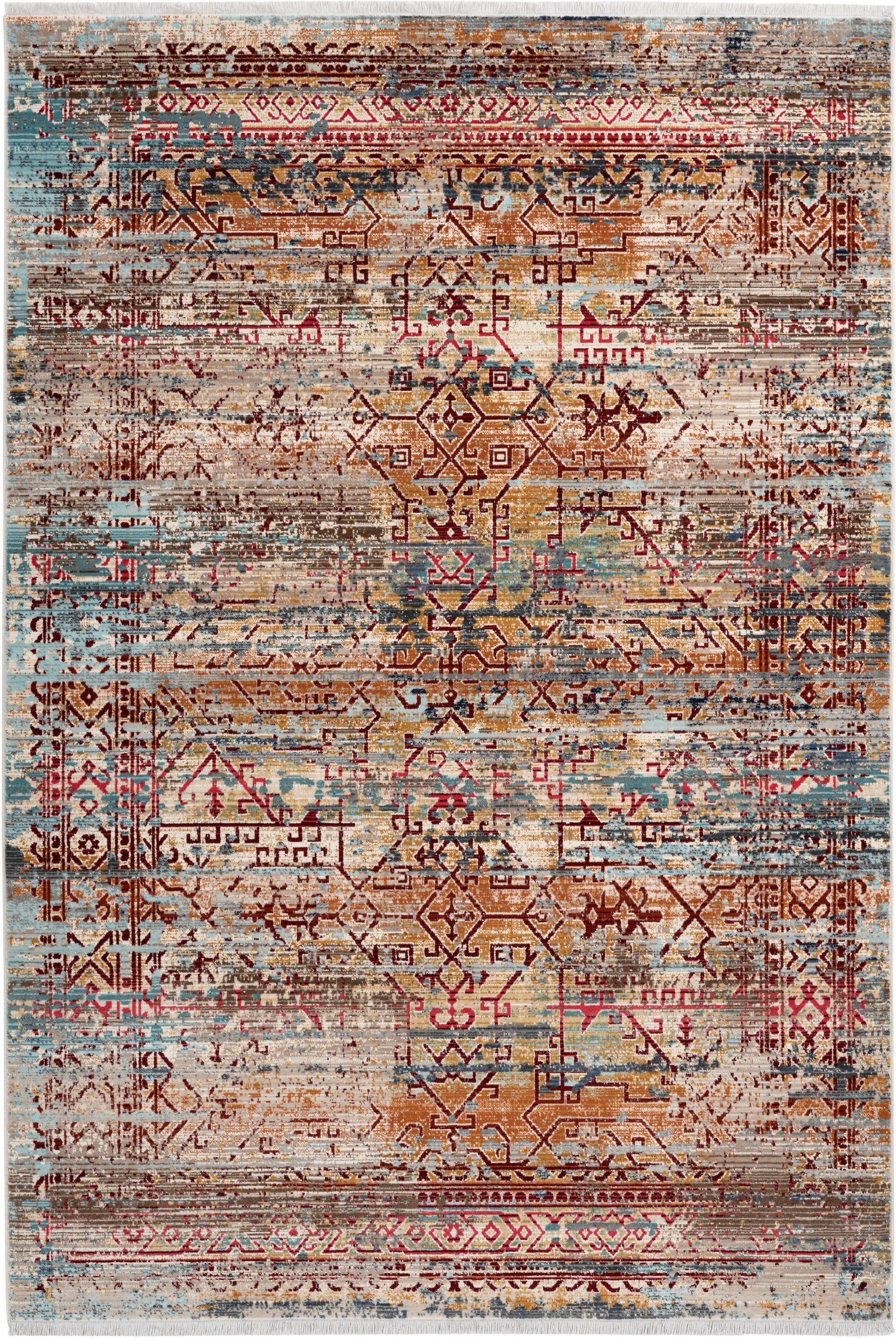 Obsession Teppich »My Inca 356«, rechteckig, 6 mm Höhe, Kurzflor, modernes Design, mit Fransen