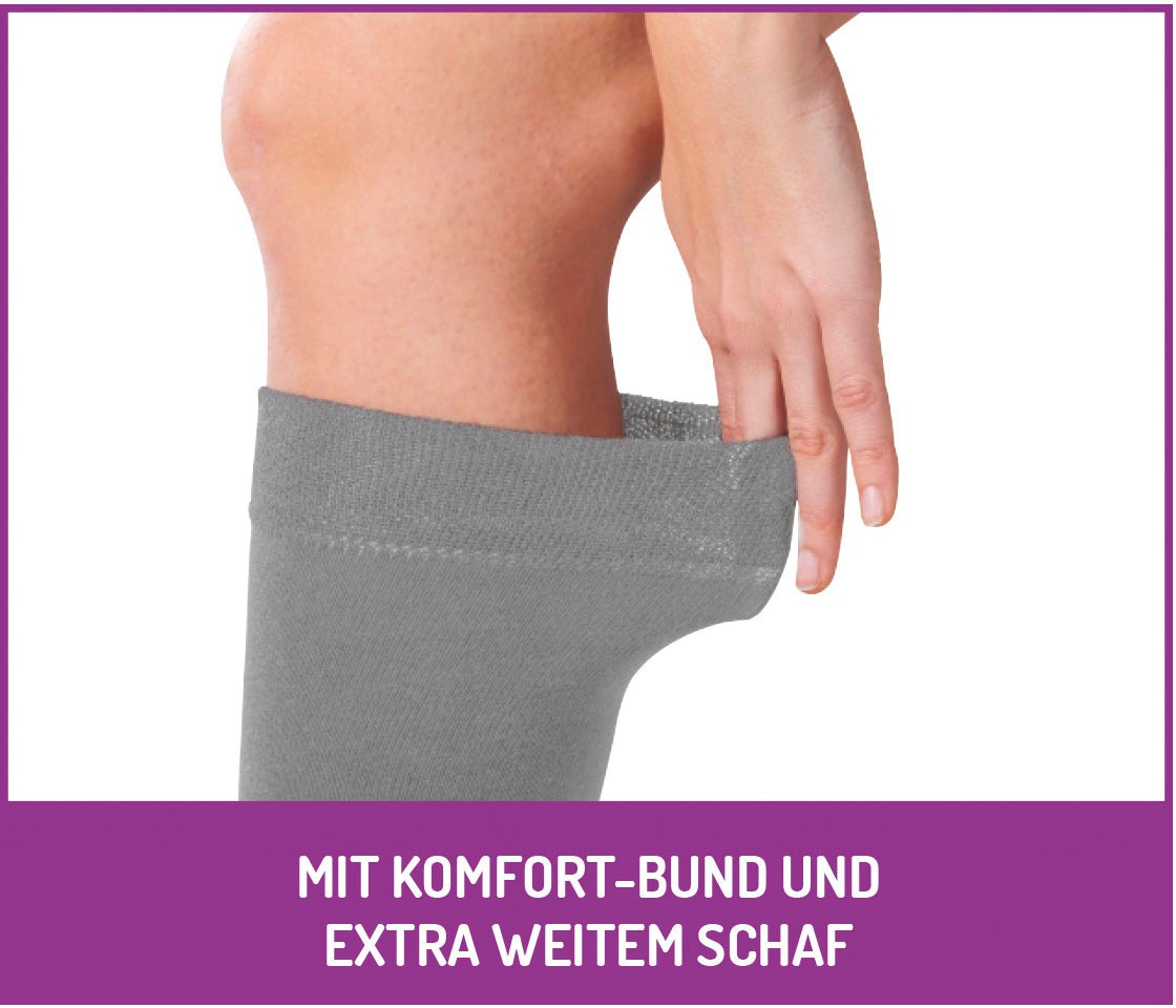 Fussgut Diabetikersocken »Venenfreund Kniestrümpfe mit Airchannel Fussbelüftung«, (2 Paar), verstärkte Fusspolsterung, weiter Bund, Druckentlastung, bequemer Bund