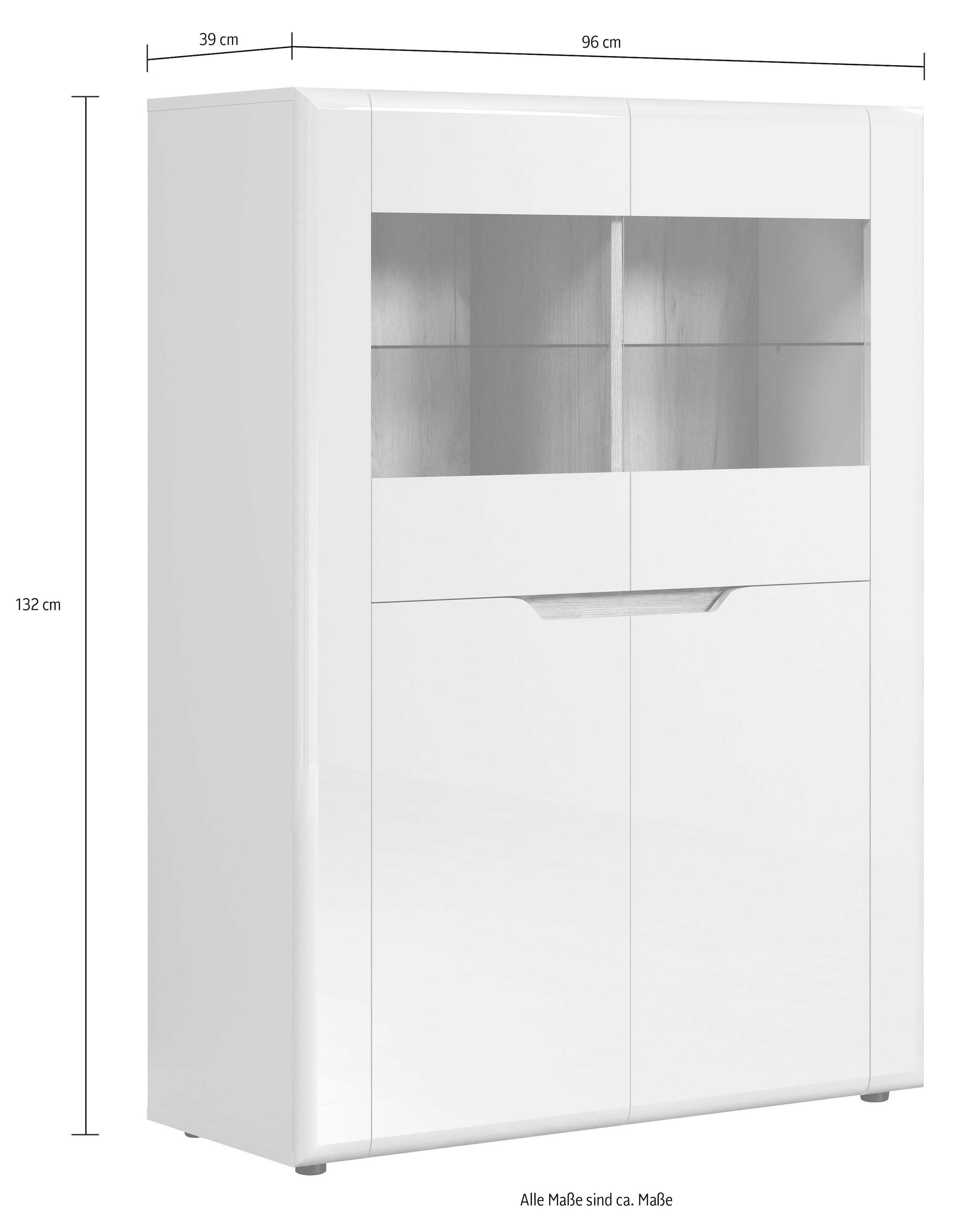 INOSIGN Wohnwand »Graz«, (Komplett-Set, 4 St.), Masse aufgebaut (B/T/H in cm): 341/40/192 - Hochglanz Fronten