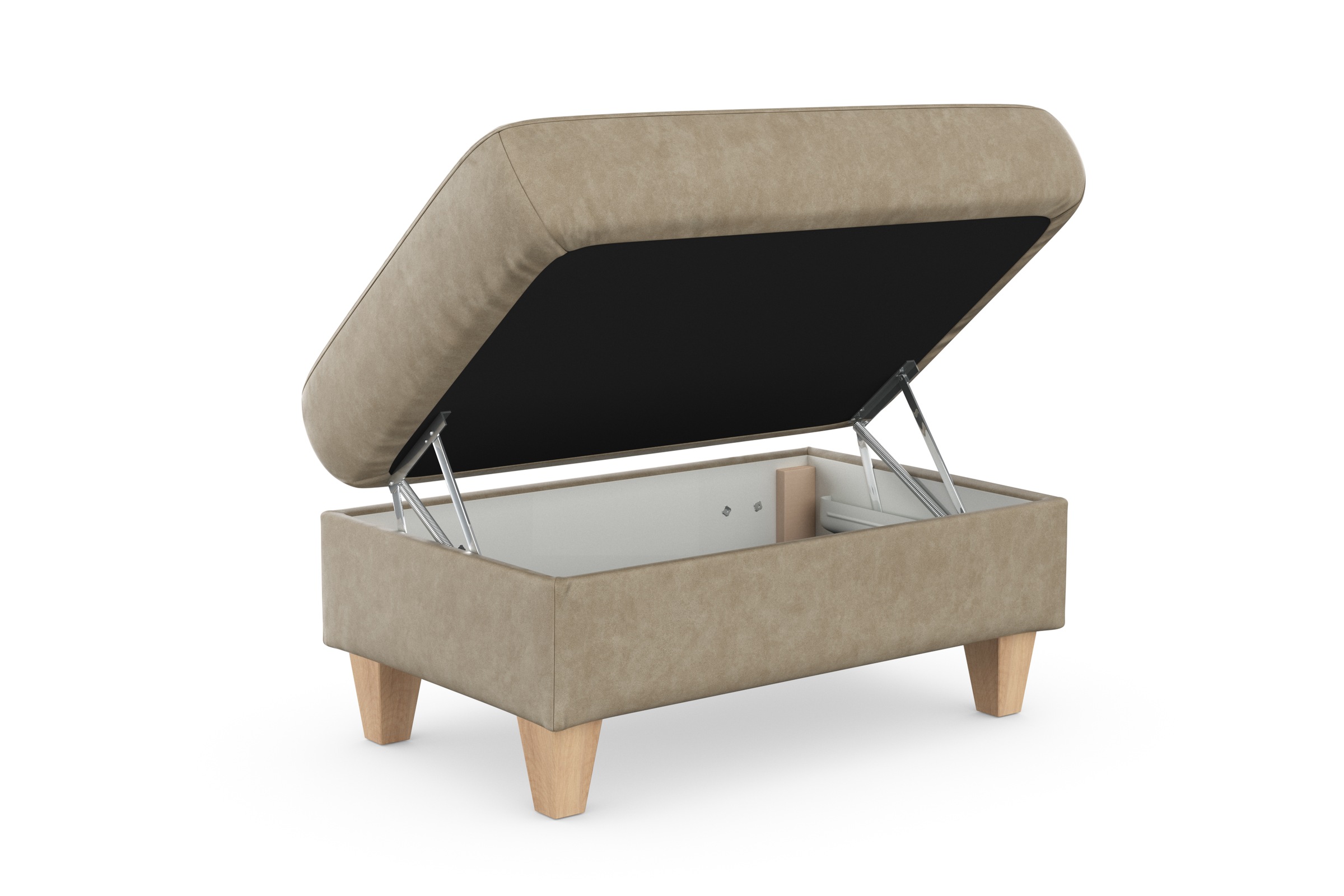 sit&more Stauraumhocker »Farö«, mit Stauraum und Federkern und naturfarbenen Füssen