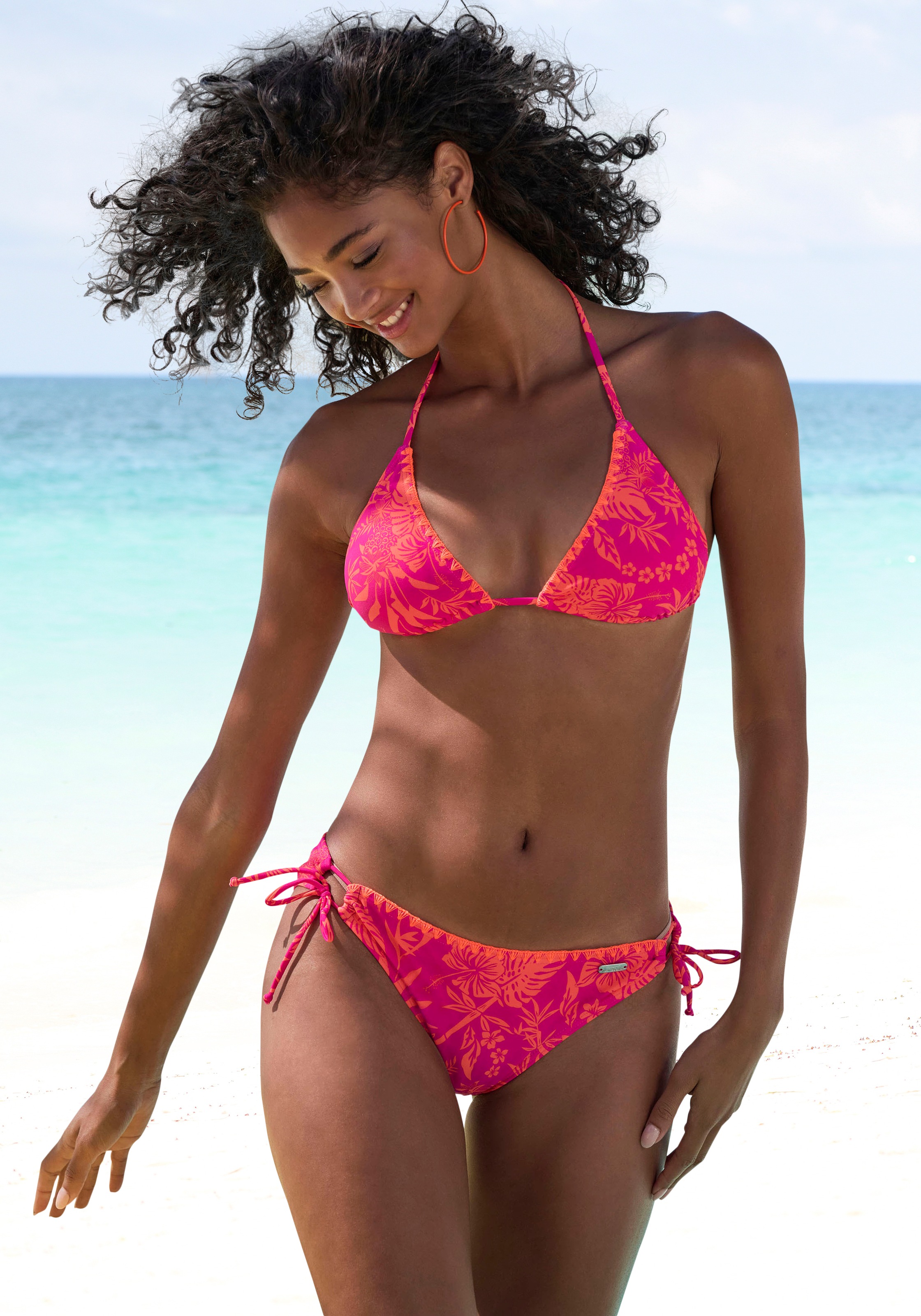 Venice Beach Triangel-Bikini "Kensi" mit kontrastfarbener Häkelkante