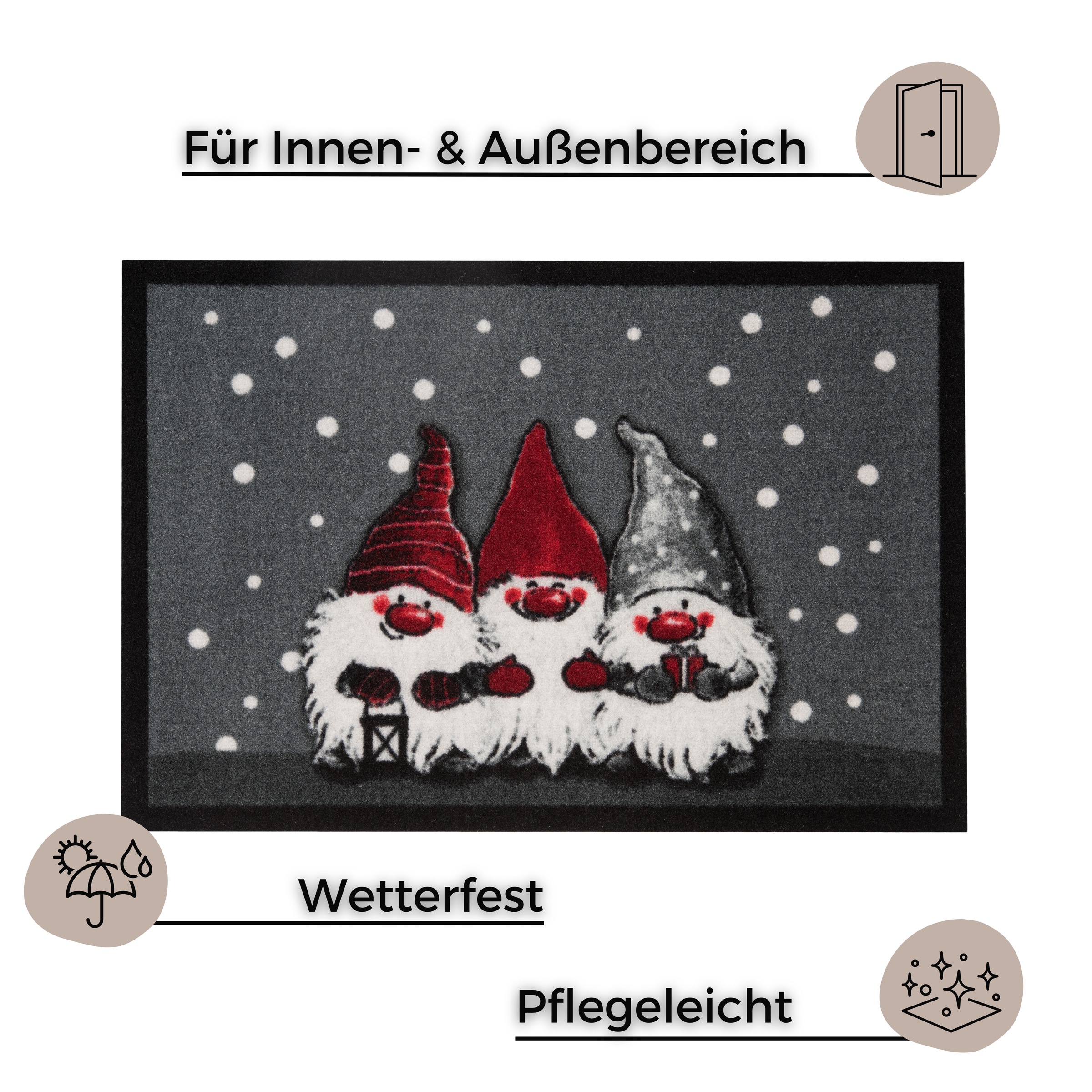 HANSE Home Fussmatte »3 Zwerge«, rechteckig, 7 mm Höhe, Schmutzfangmatte, Outdoor, Rutschfest, Weihnachten, Waschbar, Innen