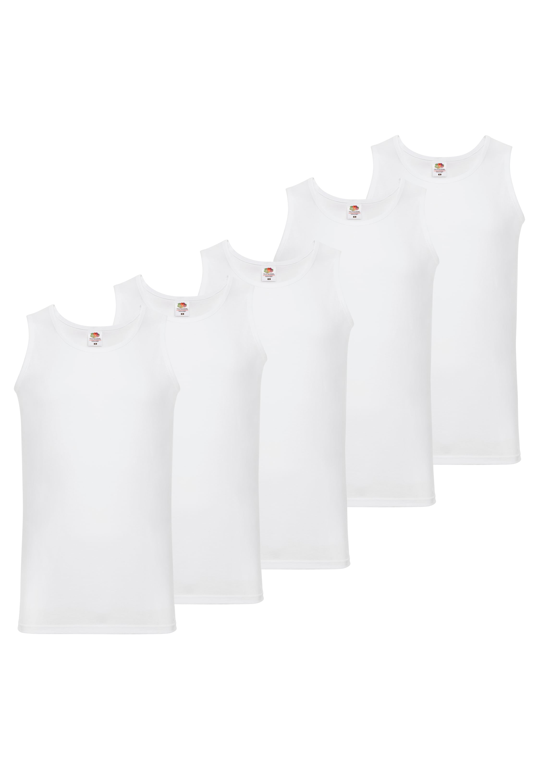 Fruit of the Loom Tanktop Packung, 5 Stk. aus reiner Baumwolle, Rundhals