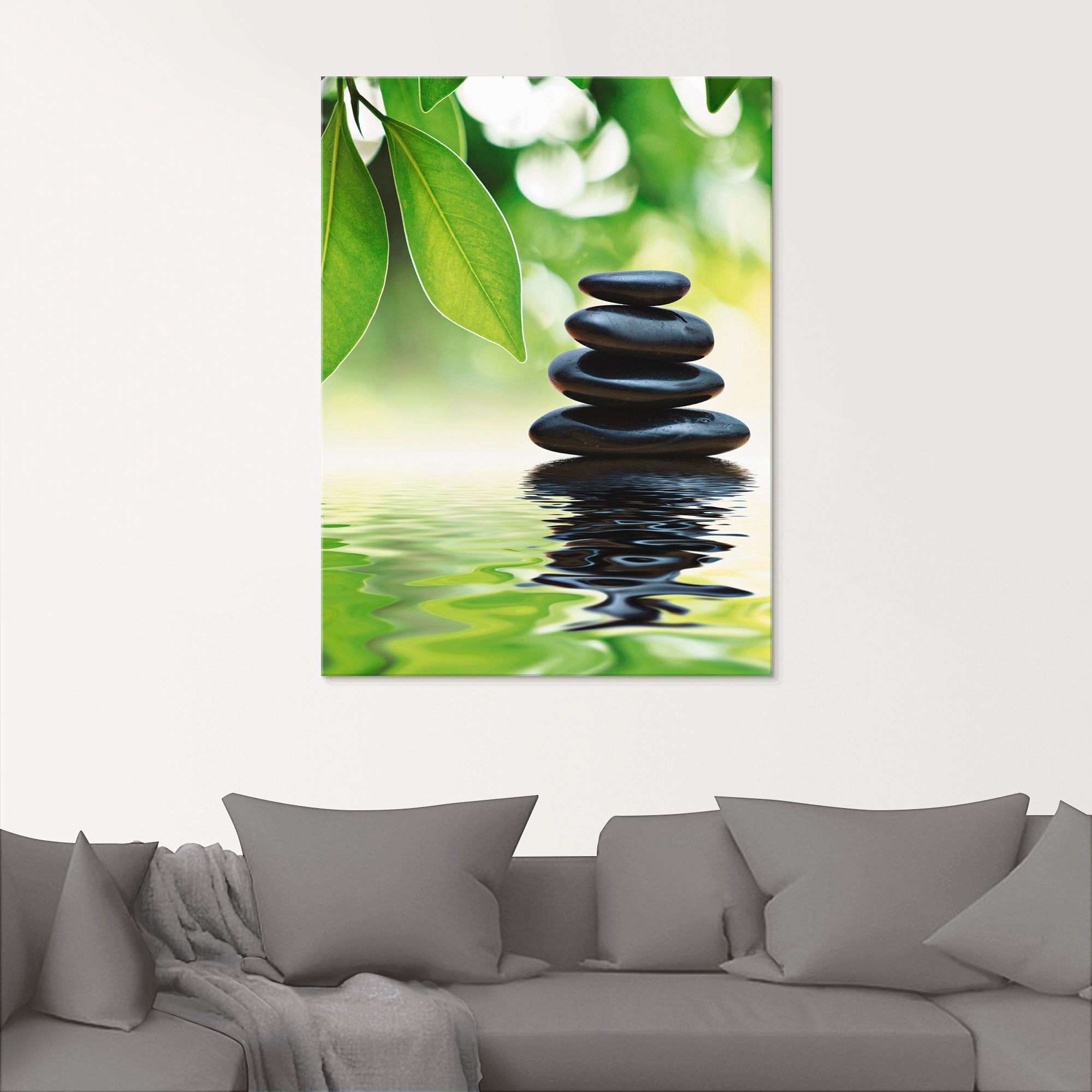 Artland Glasbild »Zen Steinpyramide auf Wasseroberfläche«, Zen, (1 St.), in verschiedenen Grössen