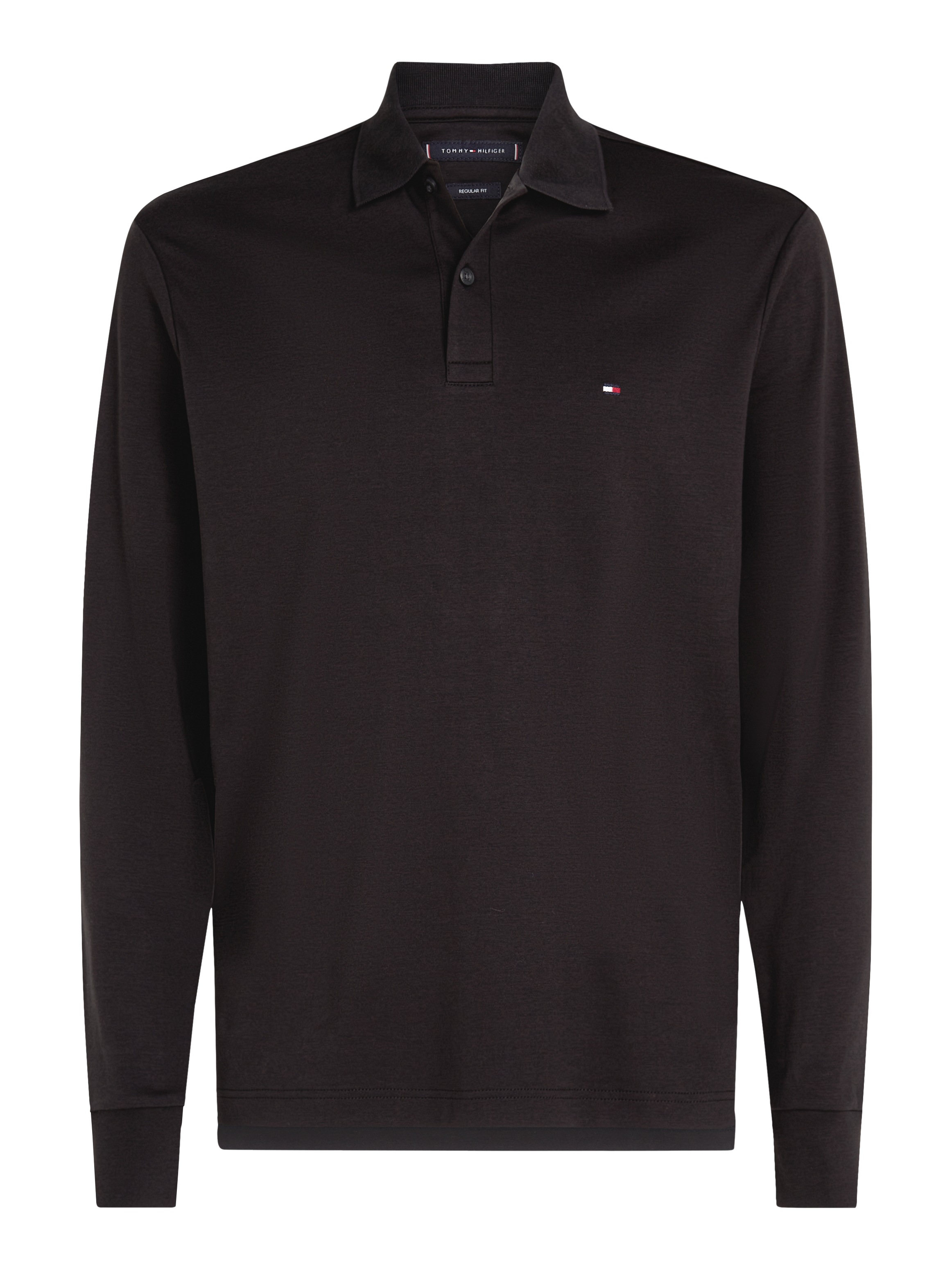 Tommy Hilfiger Langarm-Poloshirt »L/S LIQUID COTTON REG POLO mit Jersey und Markenlabel«, unifarben, casual, regular fit, Baumwolle, Polokragen