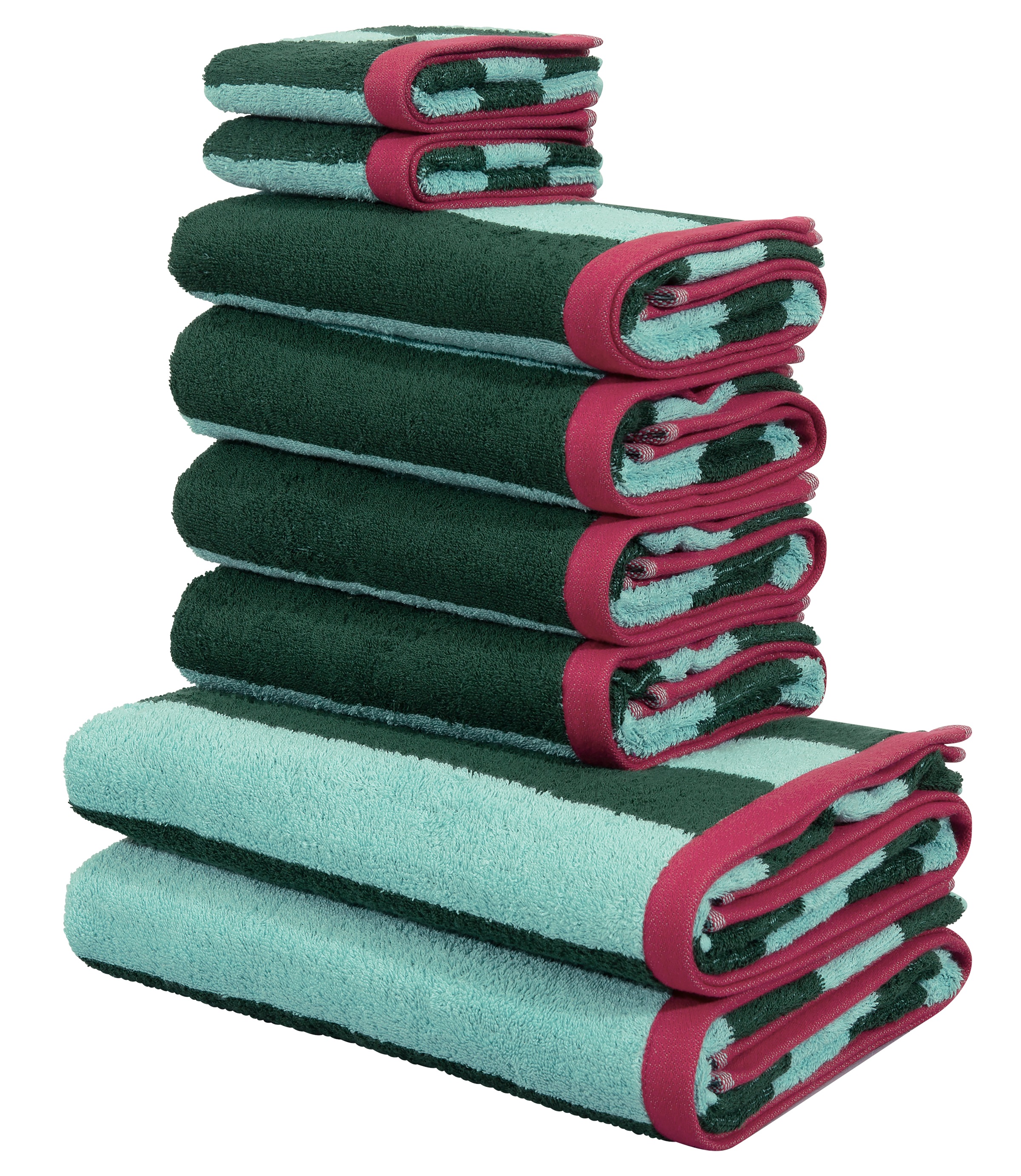 GOODproduct Handtuch Set "Elenna. Premium Handtücher, 100% Baumwolle, 500 gr/m², 8-tlg." Set 8 Frottier Duschtücher, Handtücher, Gästehandtücher, Streifen, 5 Jahre Garantie