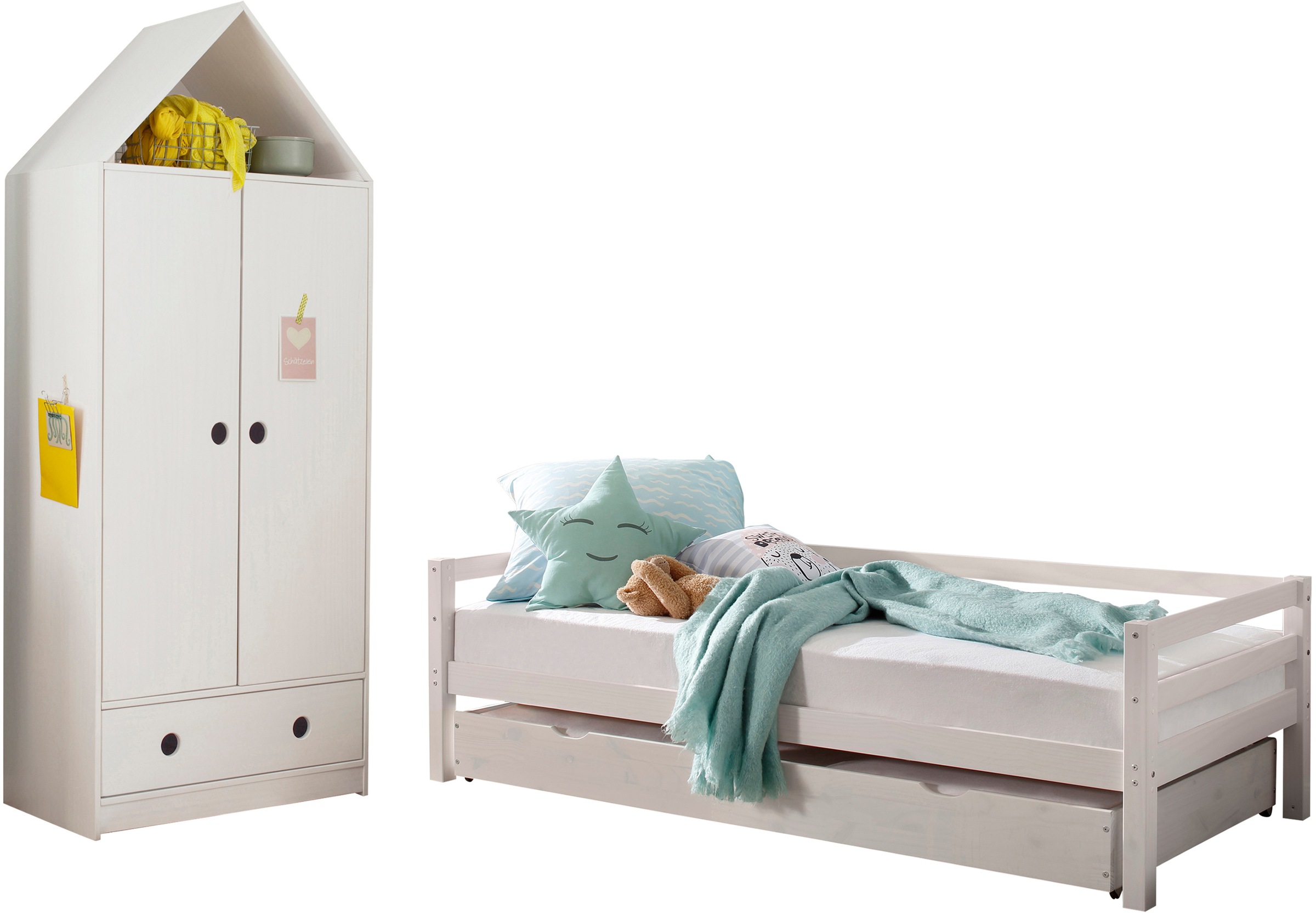 Lüttenhütt Kleiderschrank »Alpi«, Kiefernholz, mit Einlegeböden und Kleiderstange, Höhe 180 cm