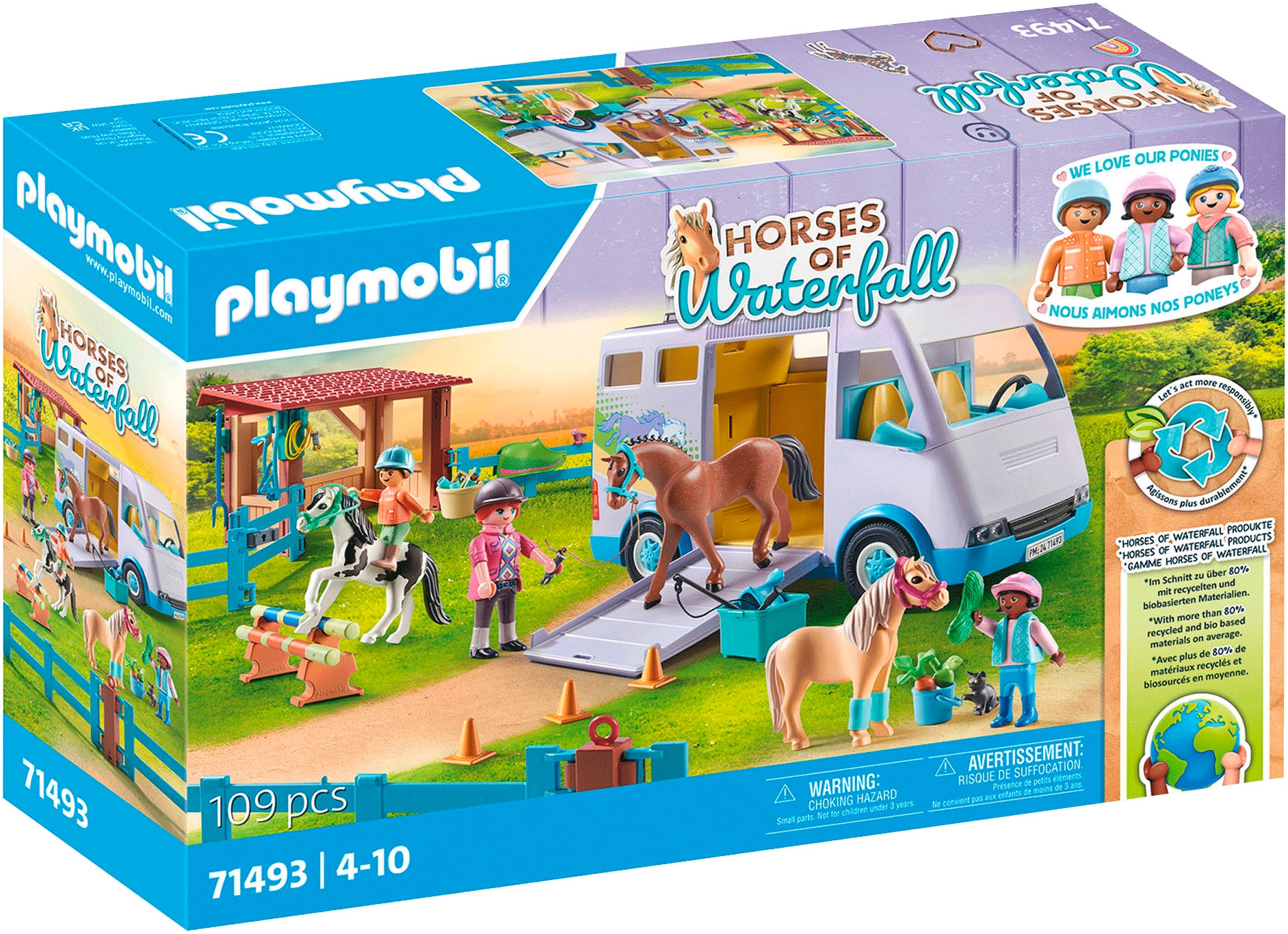 Playmobil® Konstruktions-Spielset »Mobile Reitschule (71493), Horses of Waterfall«, (109 St.), Made in Europe